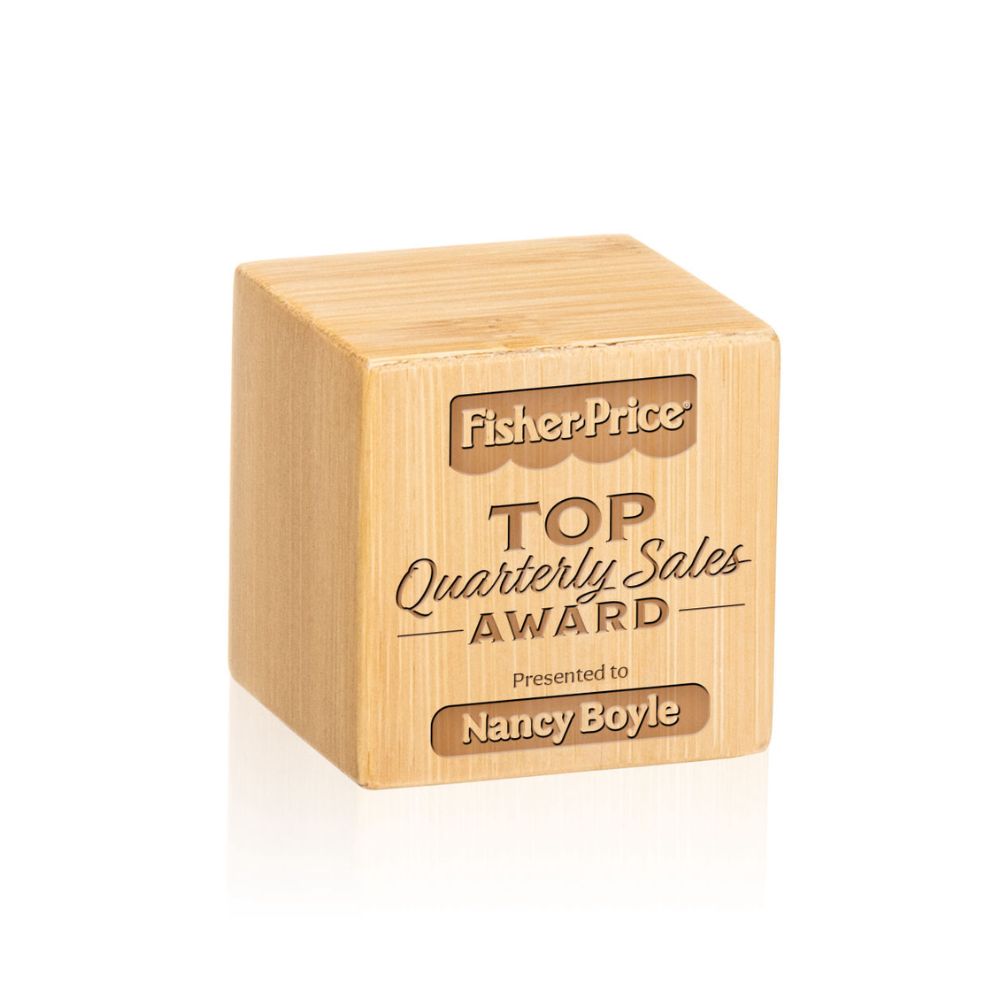 Personalized FSC Certified Bamboo Cube Award | 2"