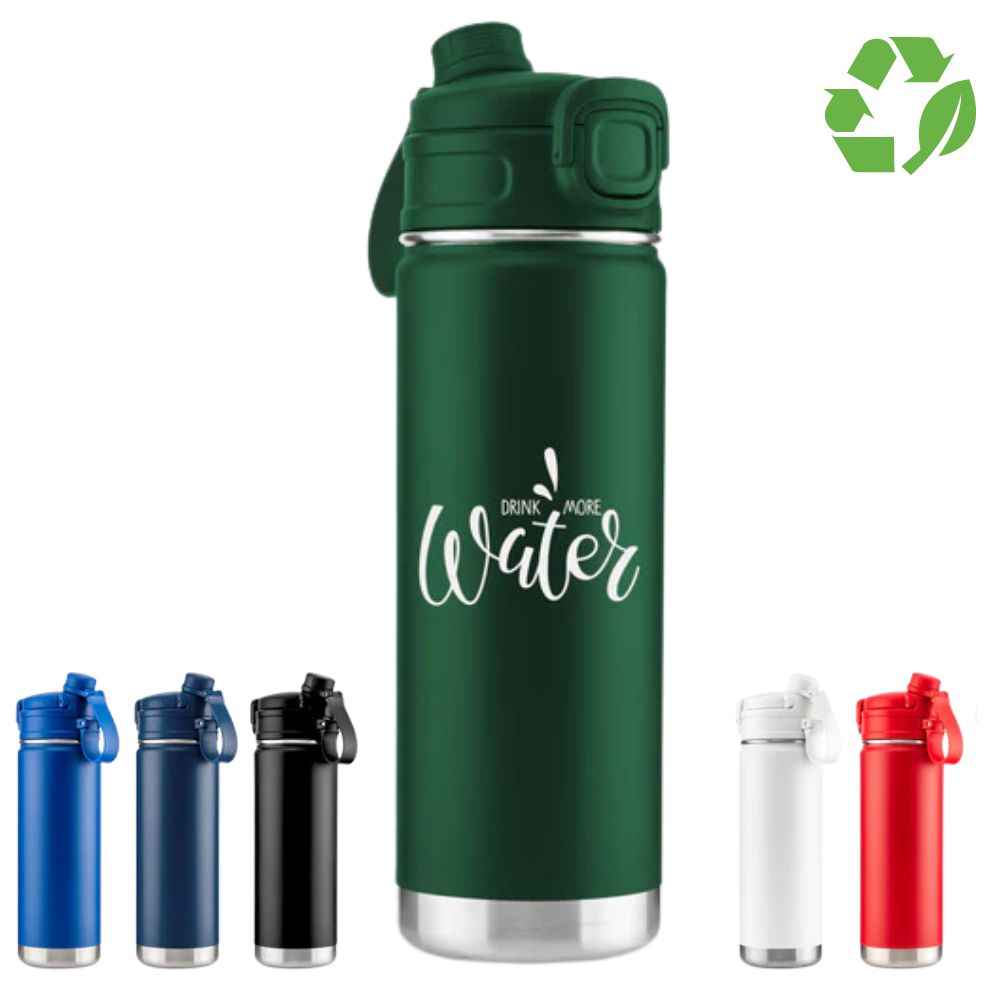 Recycled Custom Stainless Steel Water Bottle With Carry Handle | 32 oz
