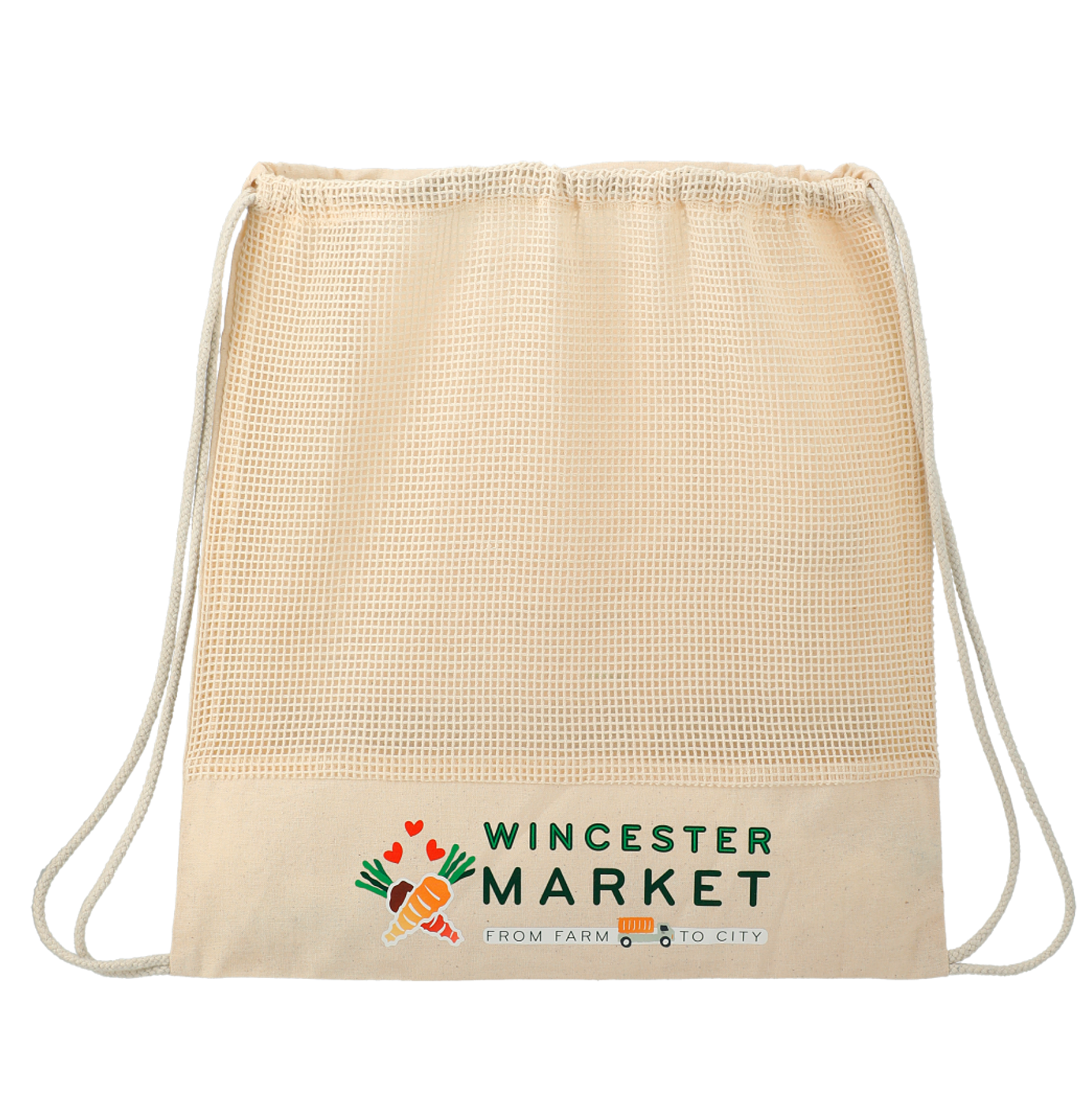 Cotton Mesh Drawstring Bag | 17x15