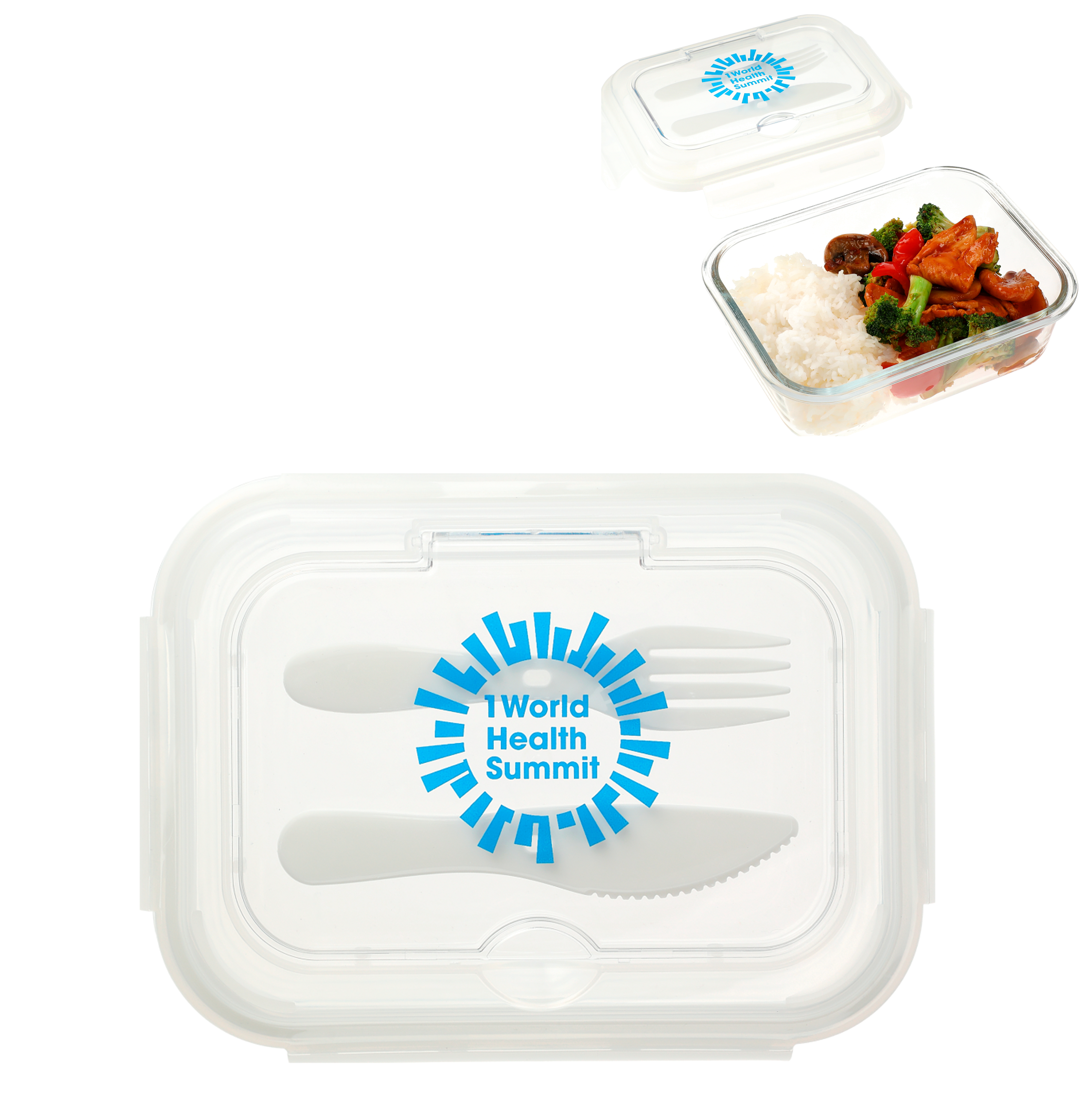 Glass Food Storage Container With Utensils