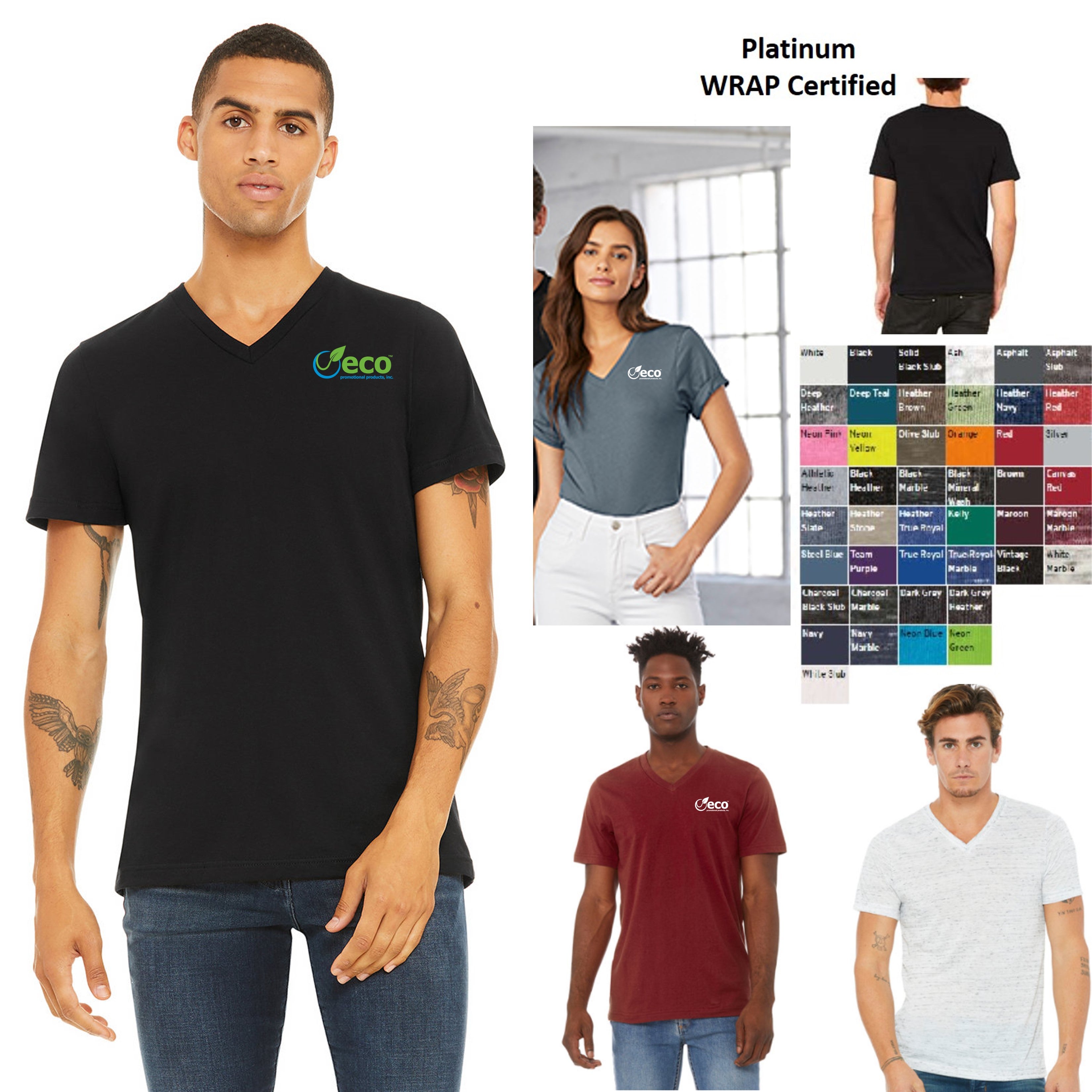 Unisex Cotton V Neck T-Shirt WRAP Certified Imprinted