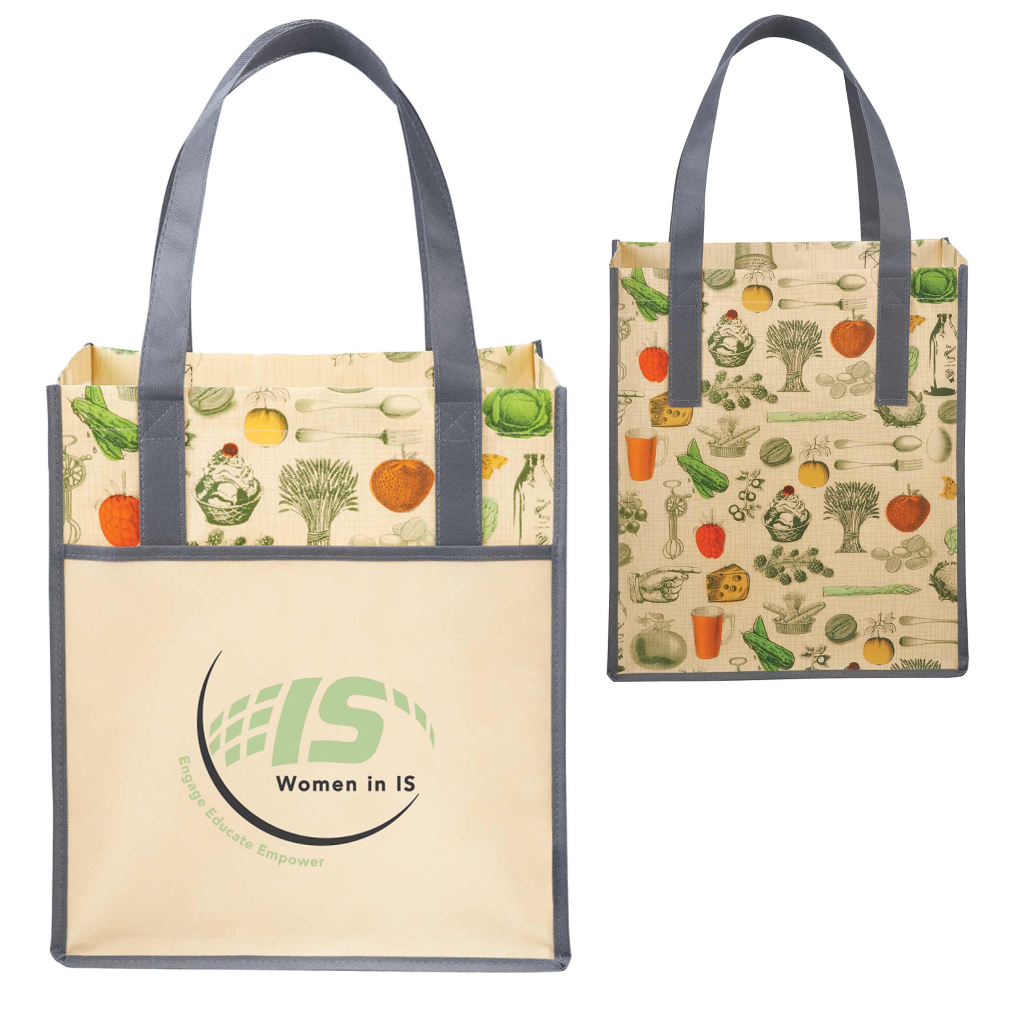 Vintage Inspired Tote Bag | Laminated | 15x13x10