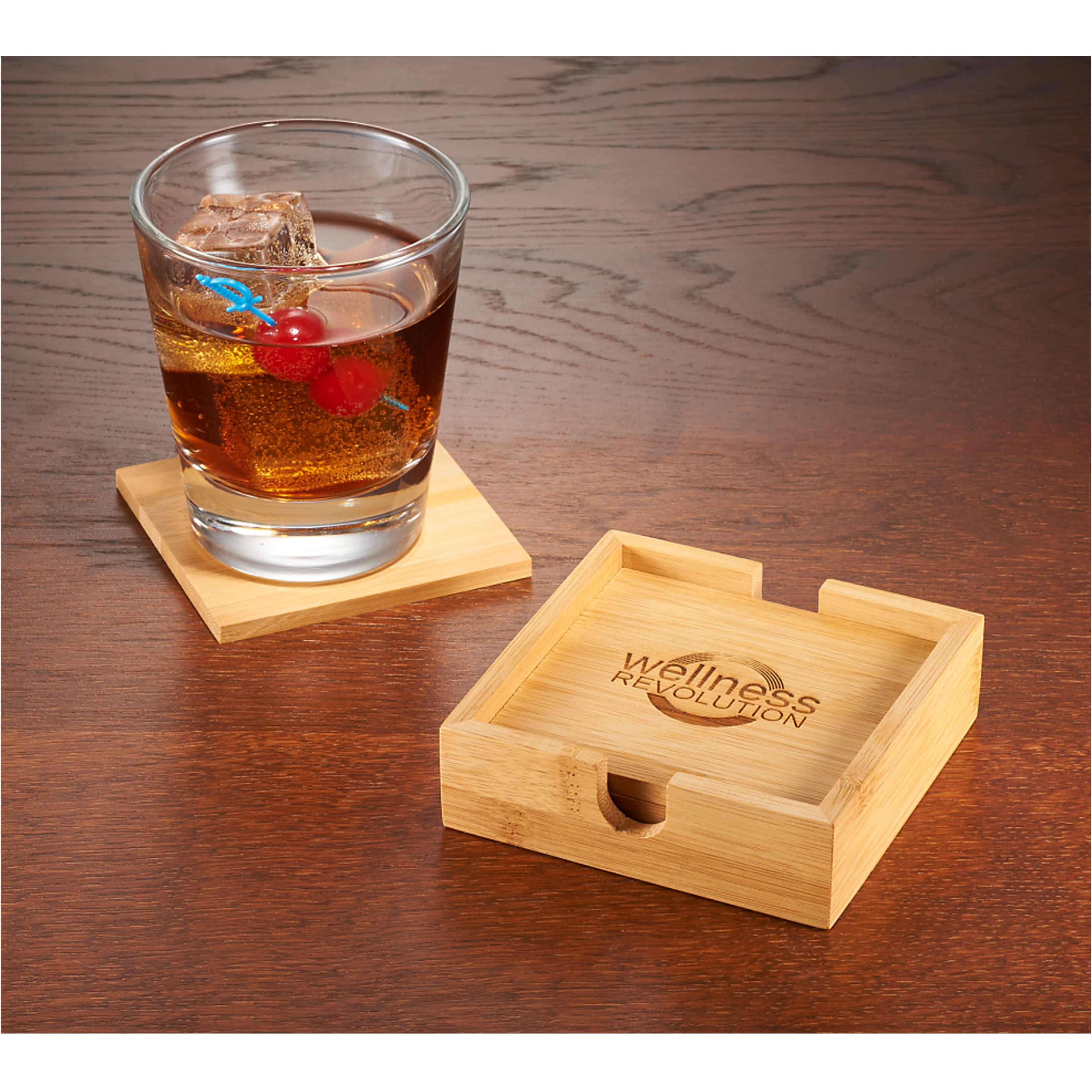 Bamboo Coaster Set Custom Coaster Gift Set