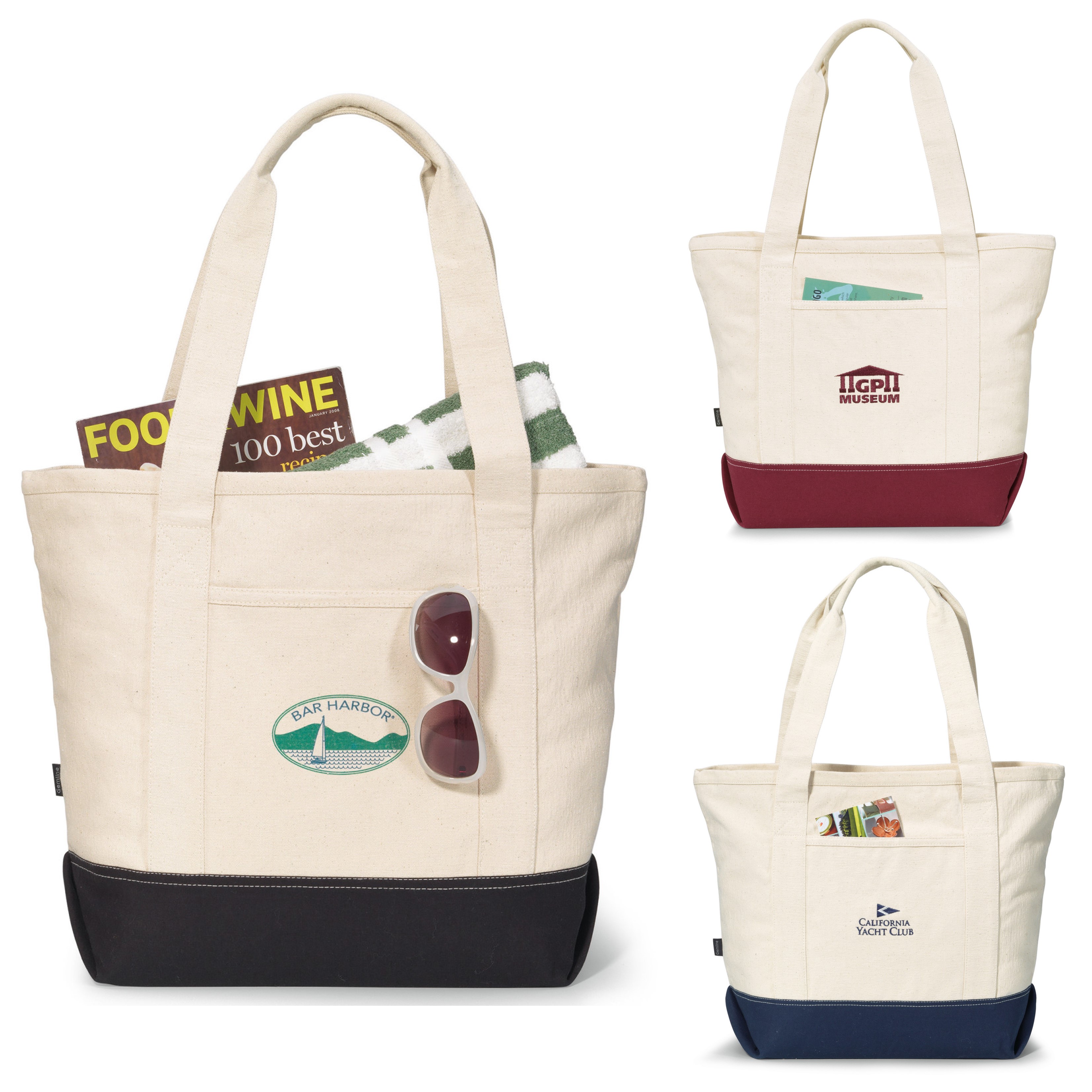 Canvas Tote Bags with Zipper | 14 oz Cotton | 21x15x7