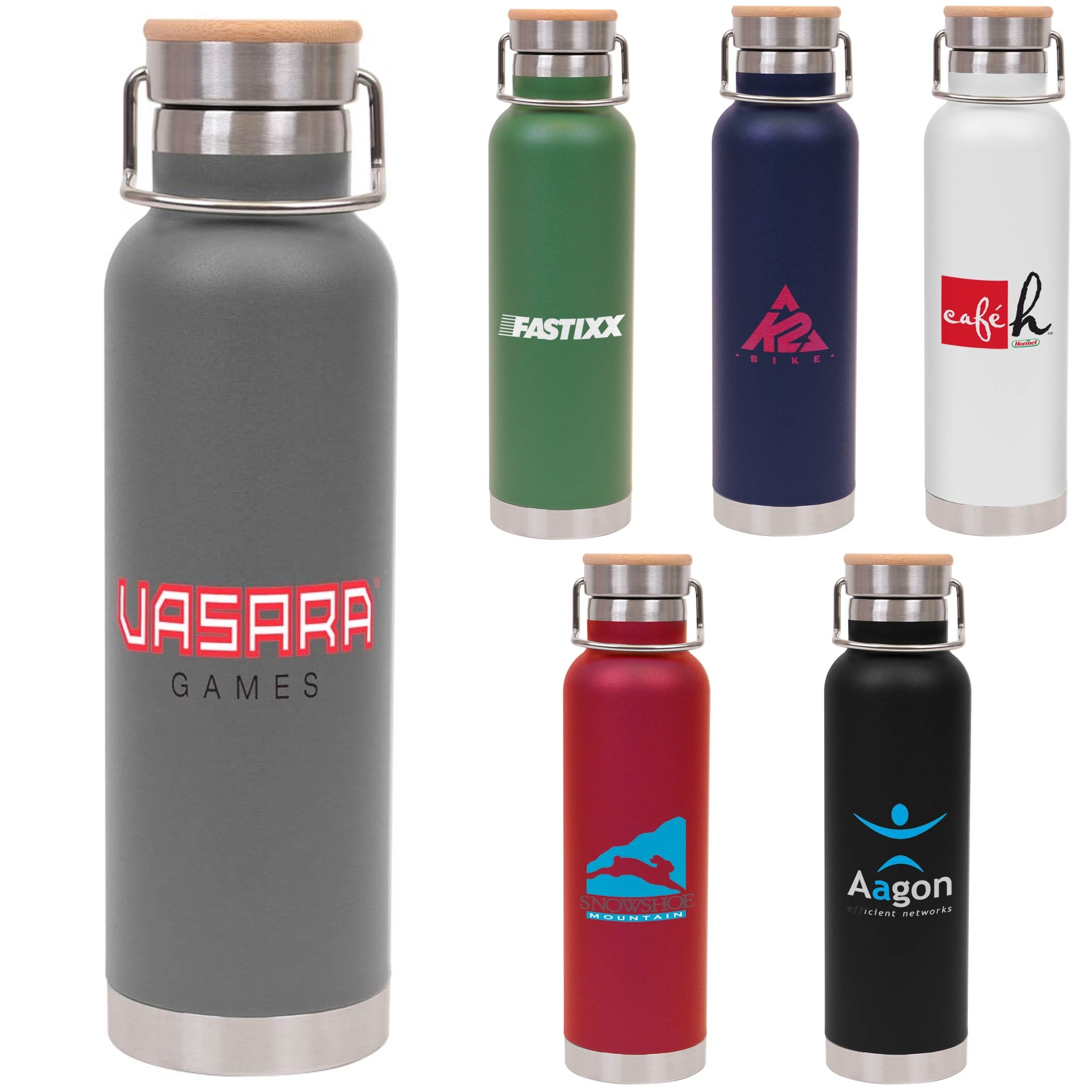Double Wall Stainless Steel Vacuum Bottle Bamboo Lid