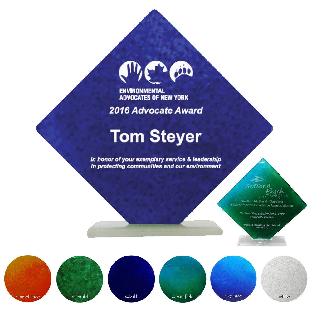 USA Made 10" Diamond Shape Recycled Glass Award