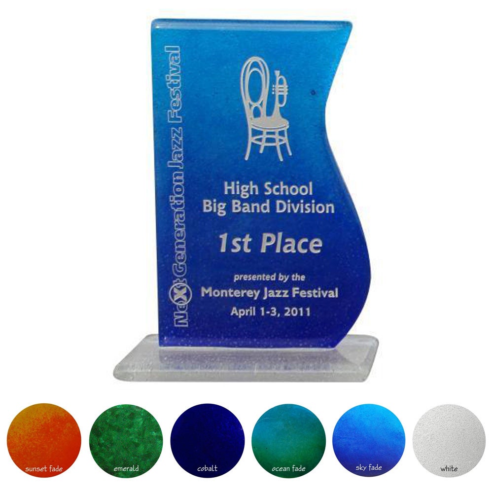 USA Made 8" Wave Shape Recycled Glass Award