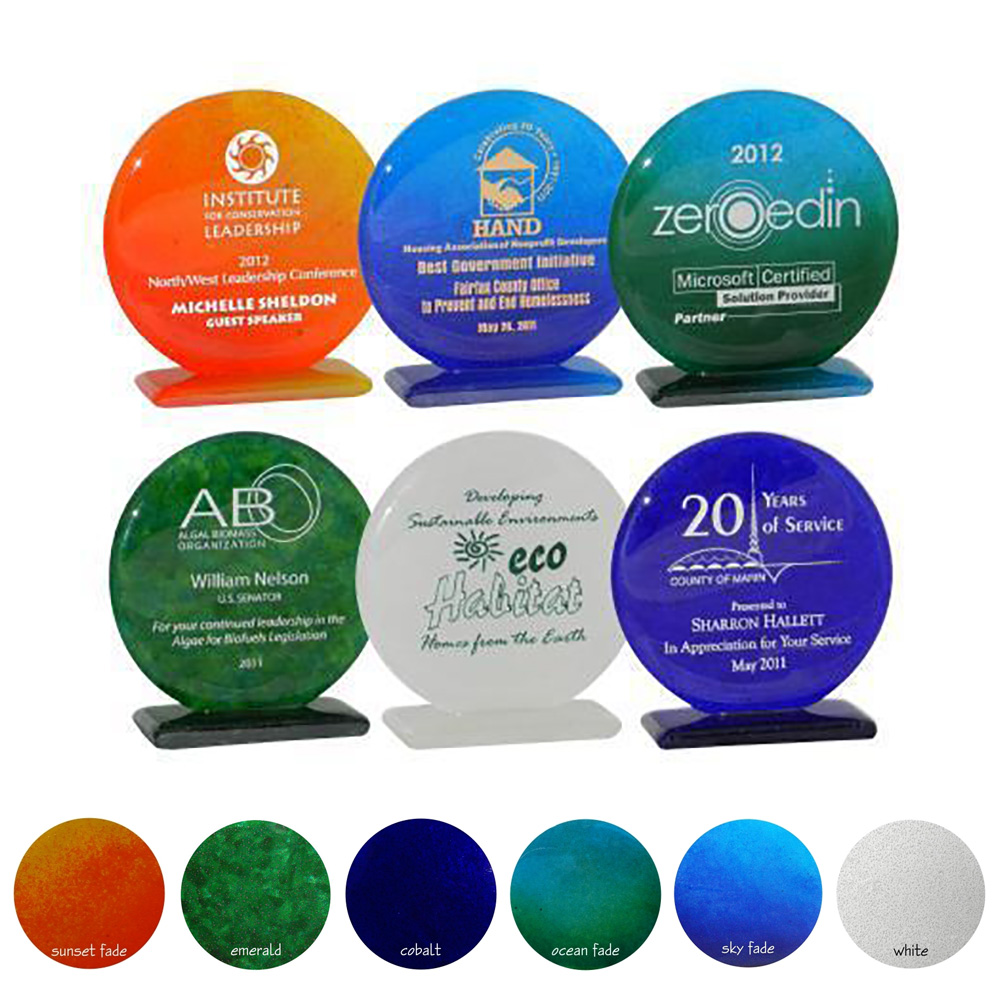 Recycled Glass Award | USA Made | 5" Round Shape 