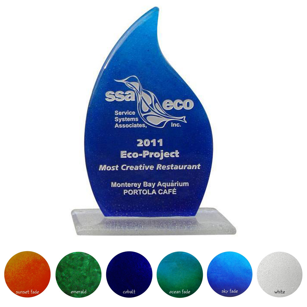 USA Made Recycled 8" Flame Glass Award