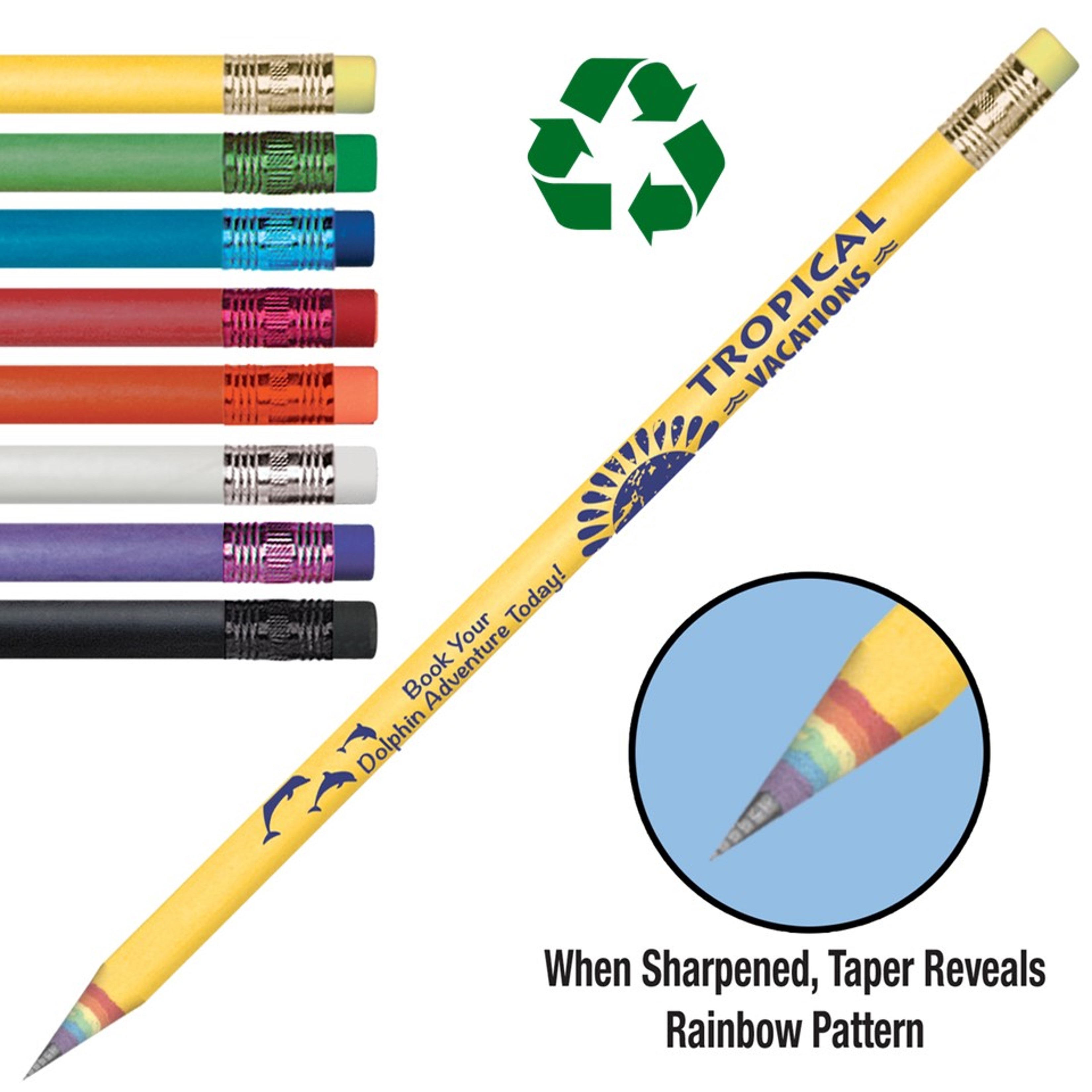 Custom Pencils Made from Recycled Newspapers Recycled Rainbow Newspaper Pencils