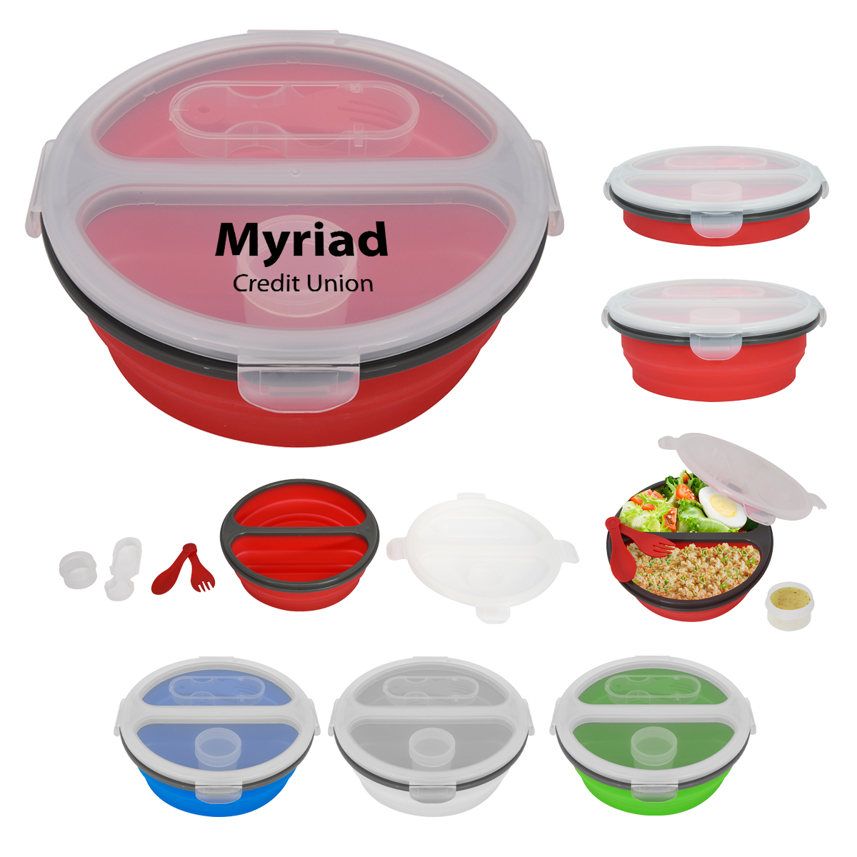 Collapsible Lunch Set with Utensils and Dressing Container