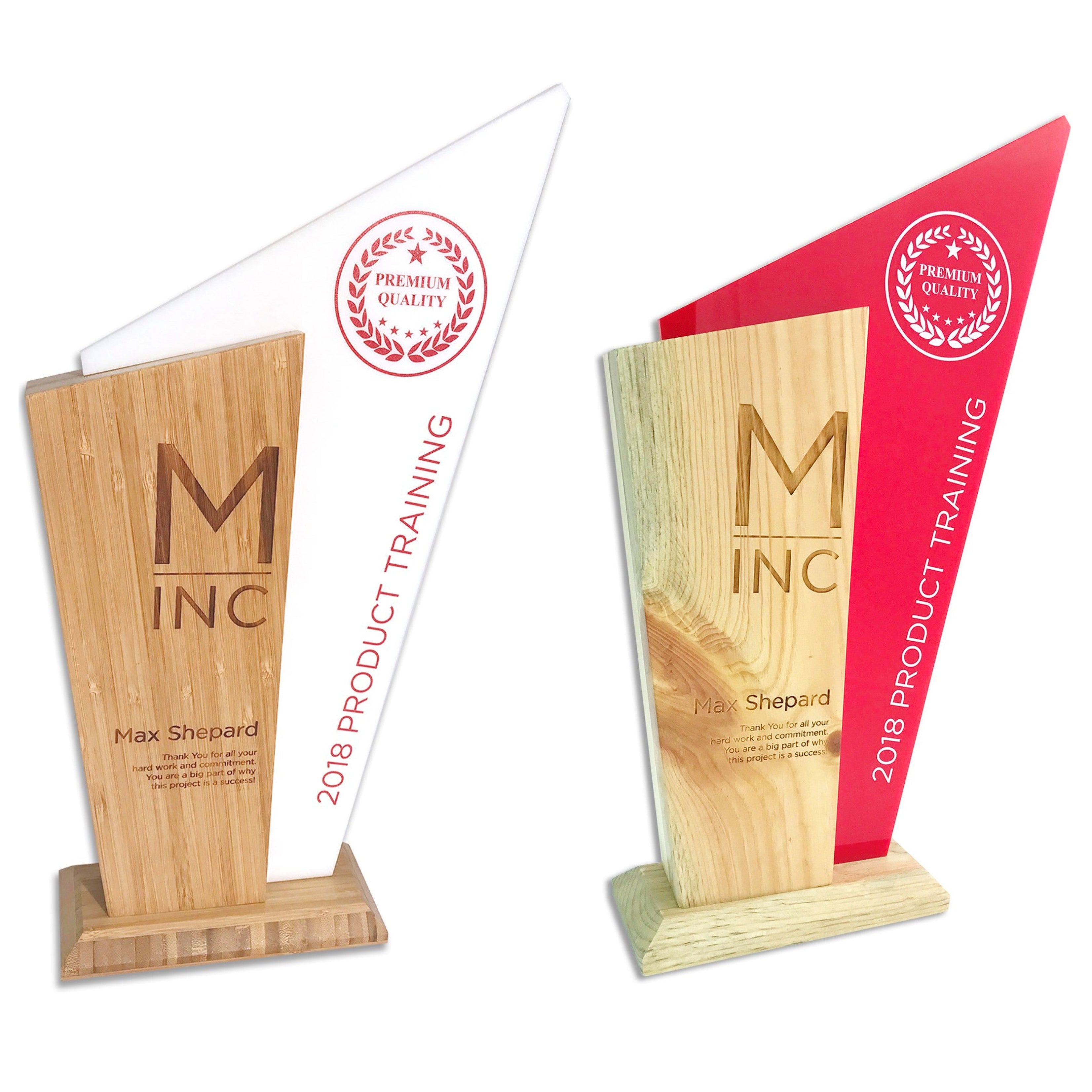 Large Recycled Wood or Bamboo Award | USA Made | 12"