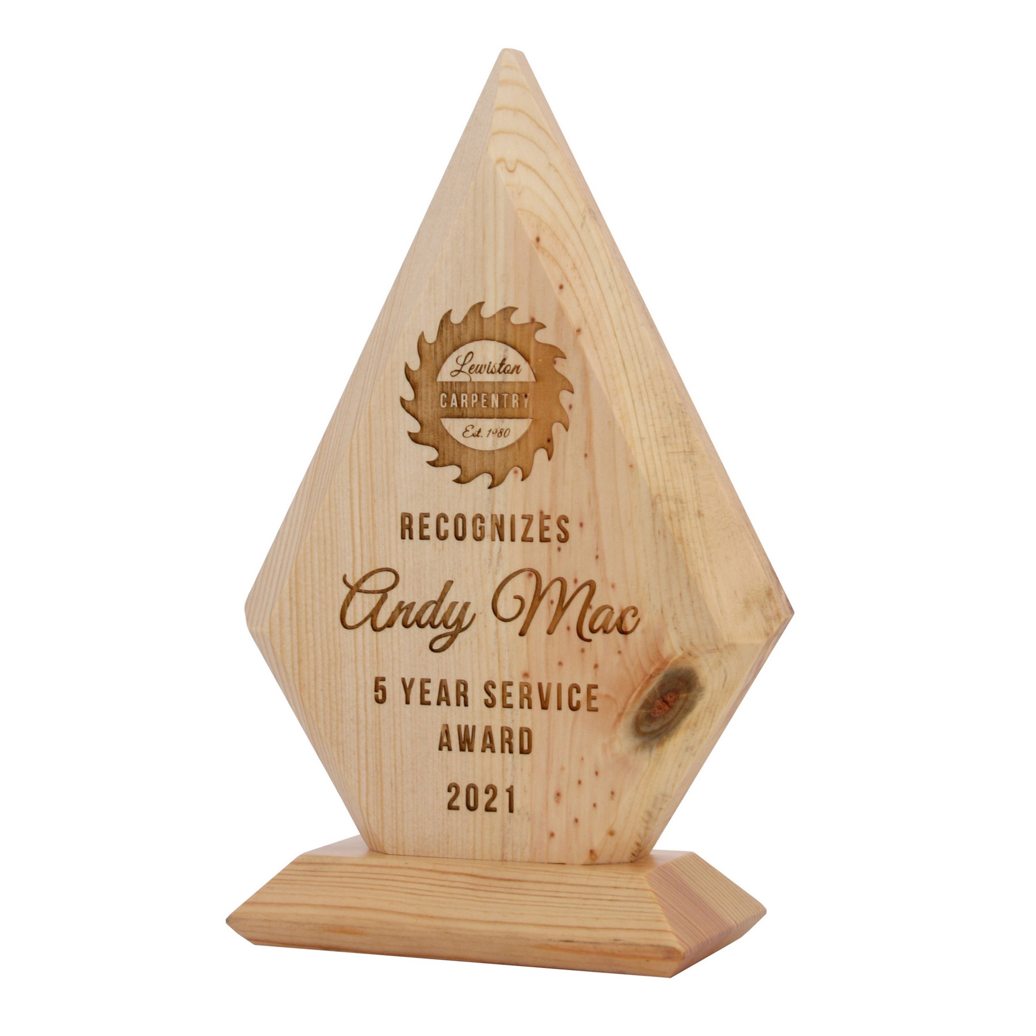 Recycled Wood Award | Diamond Shape | USA Made | 10"