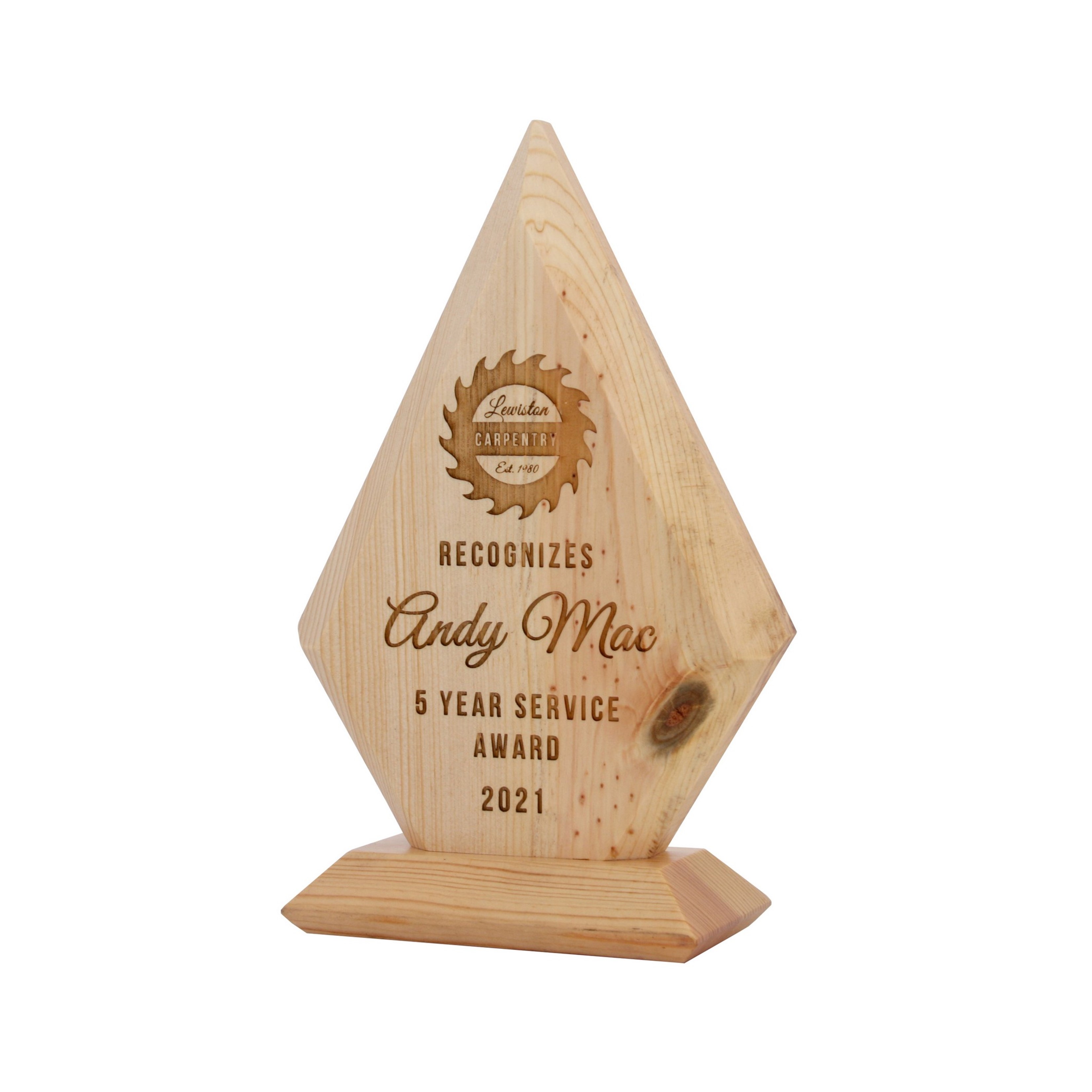 Recycled Wood Award | Diamond Shape | USA Made | 8"