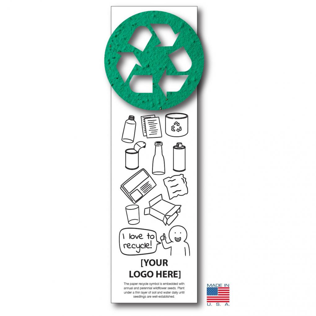 USA Made Recycle Seeded Shape Bookmark America Recycles Day Promo