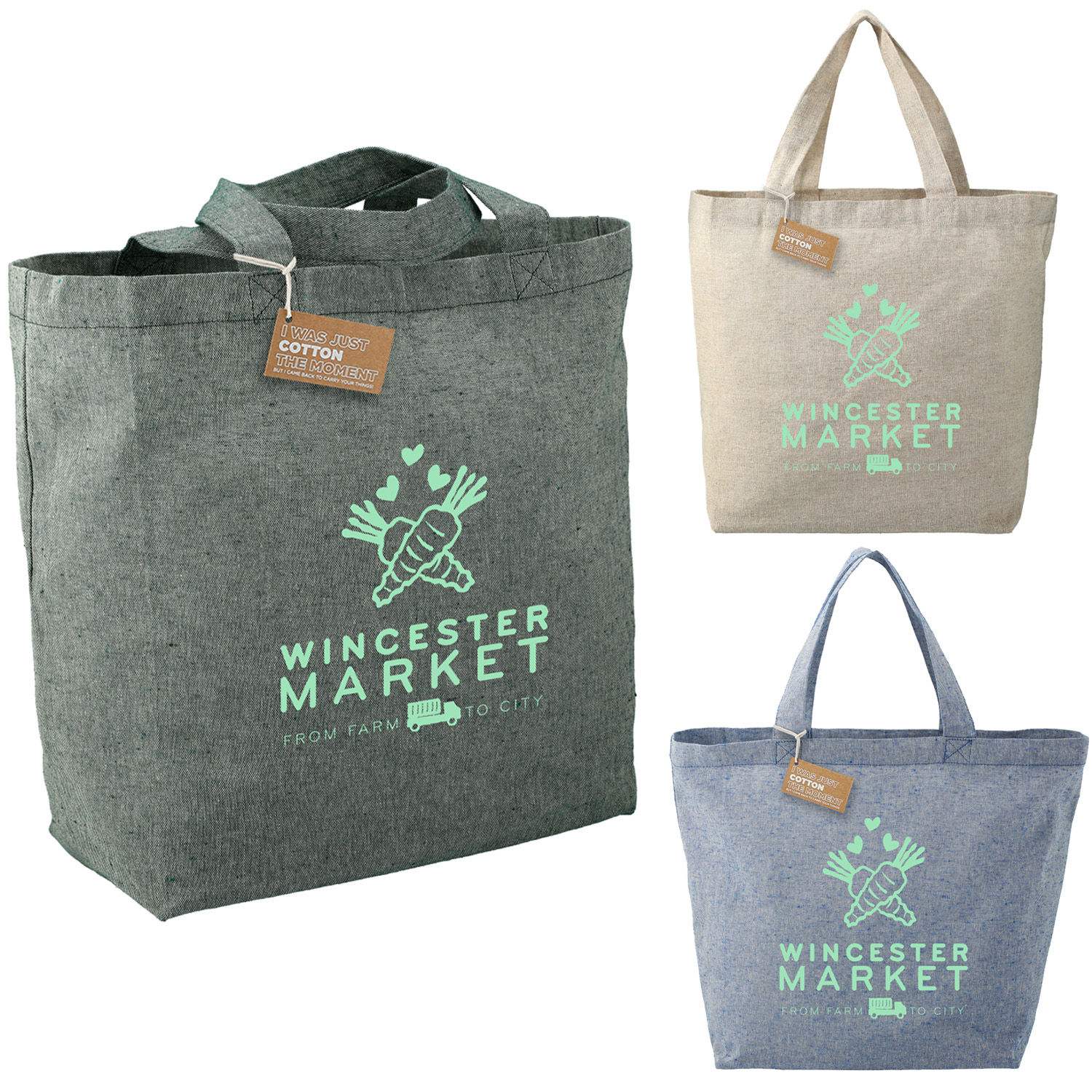 100% Recycled Cotton Twill Grocery Tote Custom