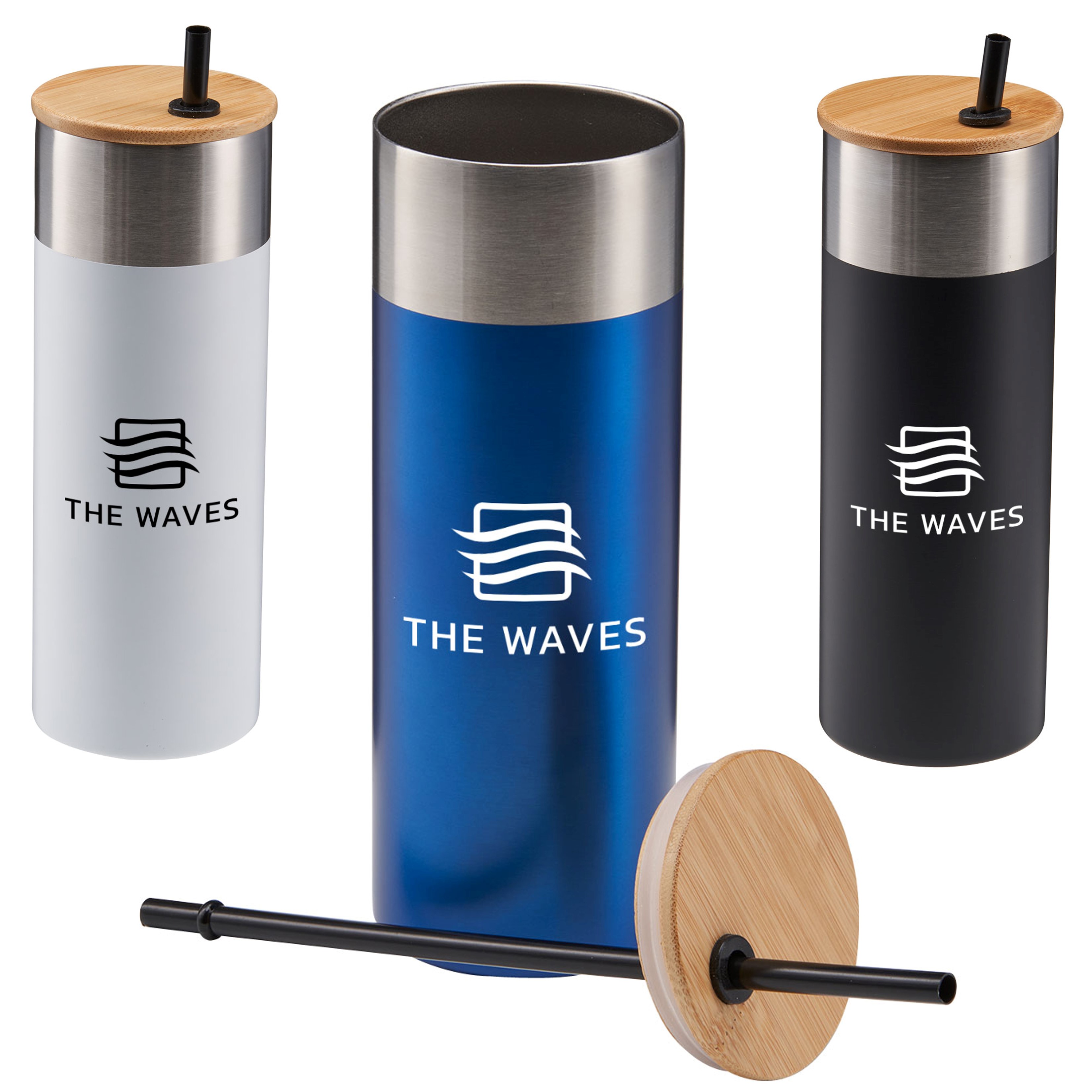 Stainless Steel Tumbler with Bamboo Lid & Straw