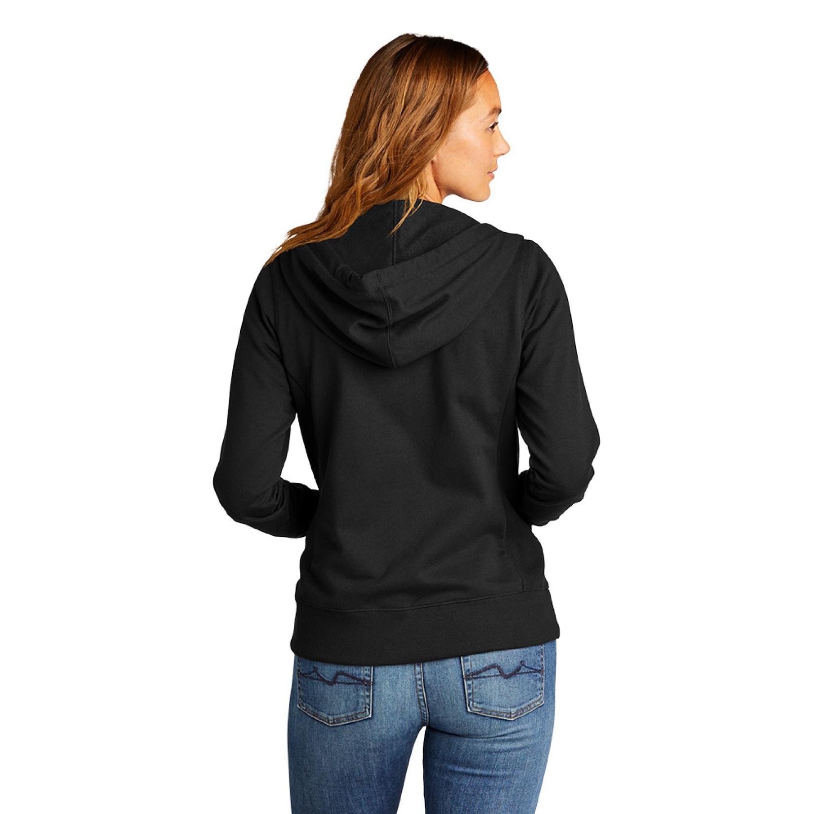 Female recycled full zip hoodie branded logo sustainable sweatshirt-back