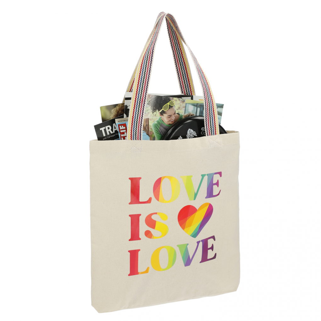Pride Recycled Cotton Tote Bag with Rainbow Straps