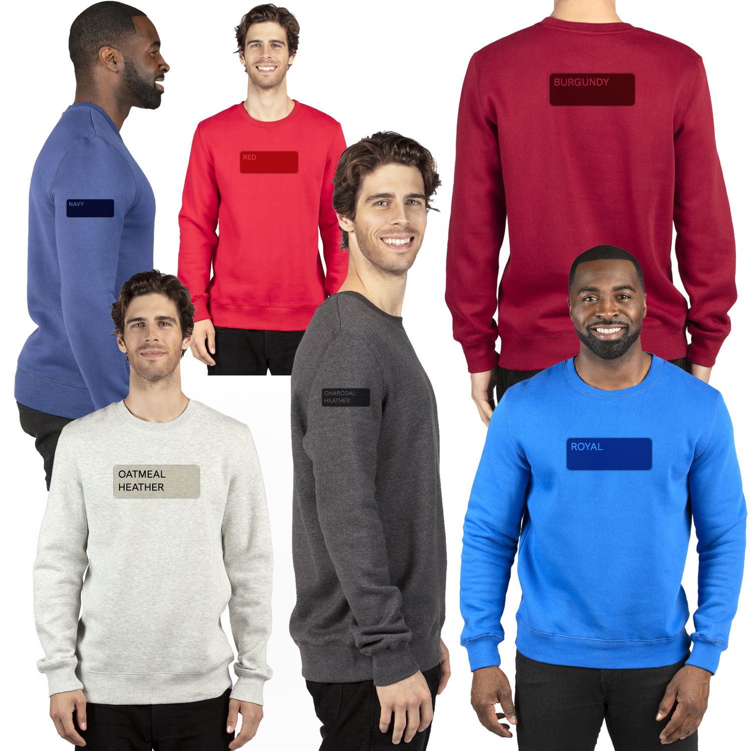 Recycled customizable crewneck sweatshirt colors