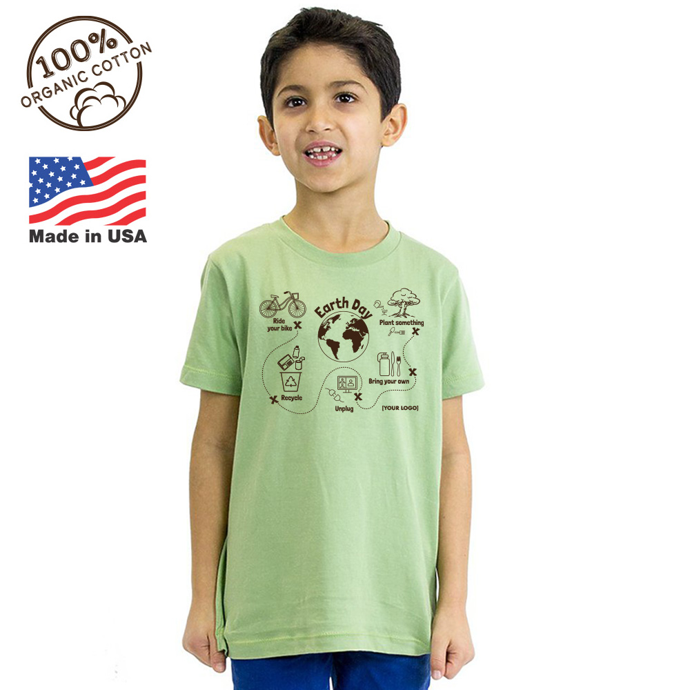 Youth Earth Day organic cotton USA made short sleeve t-shirt