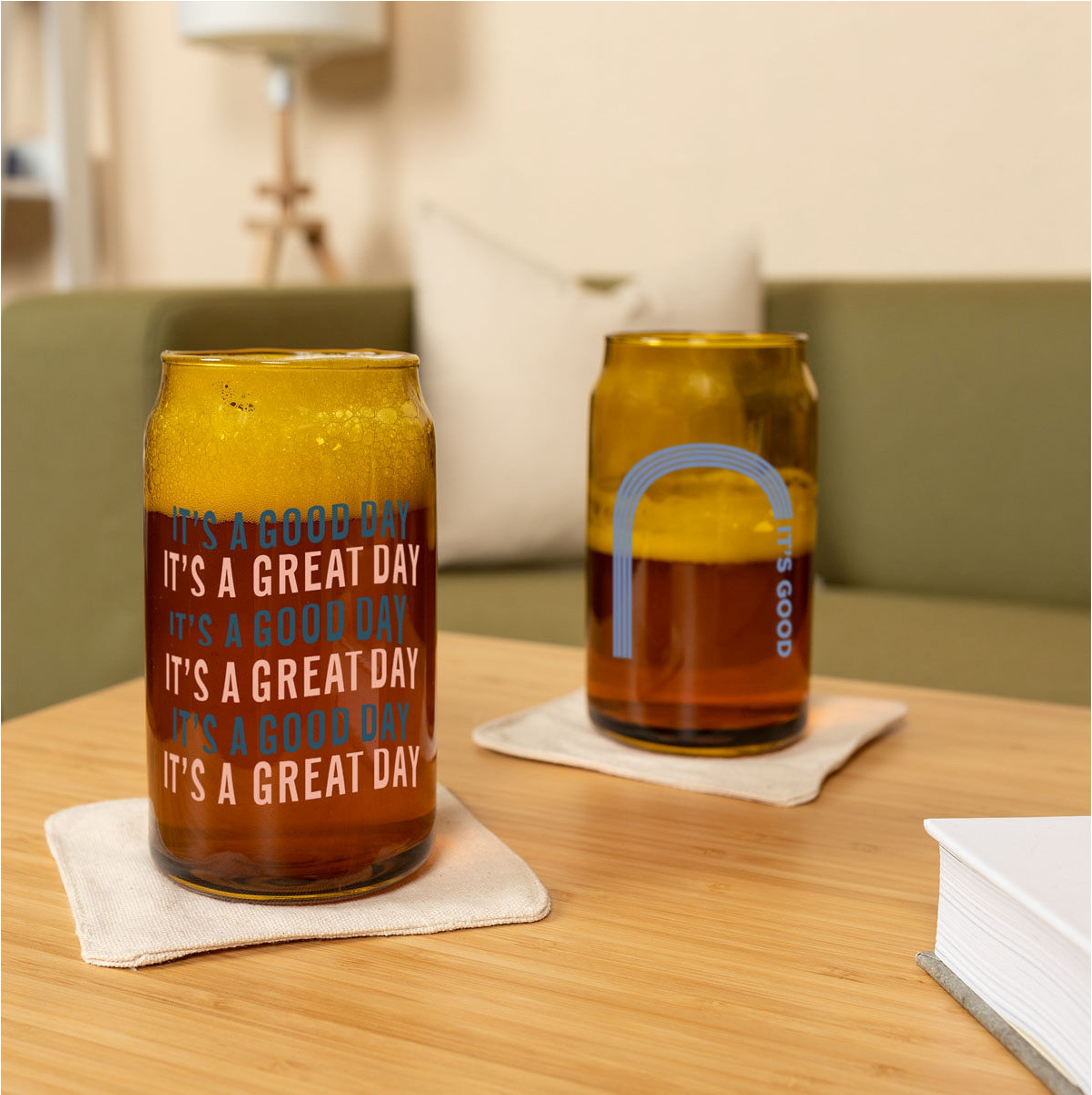 Custom Amber Beer Can Glass | 16 oz