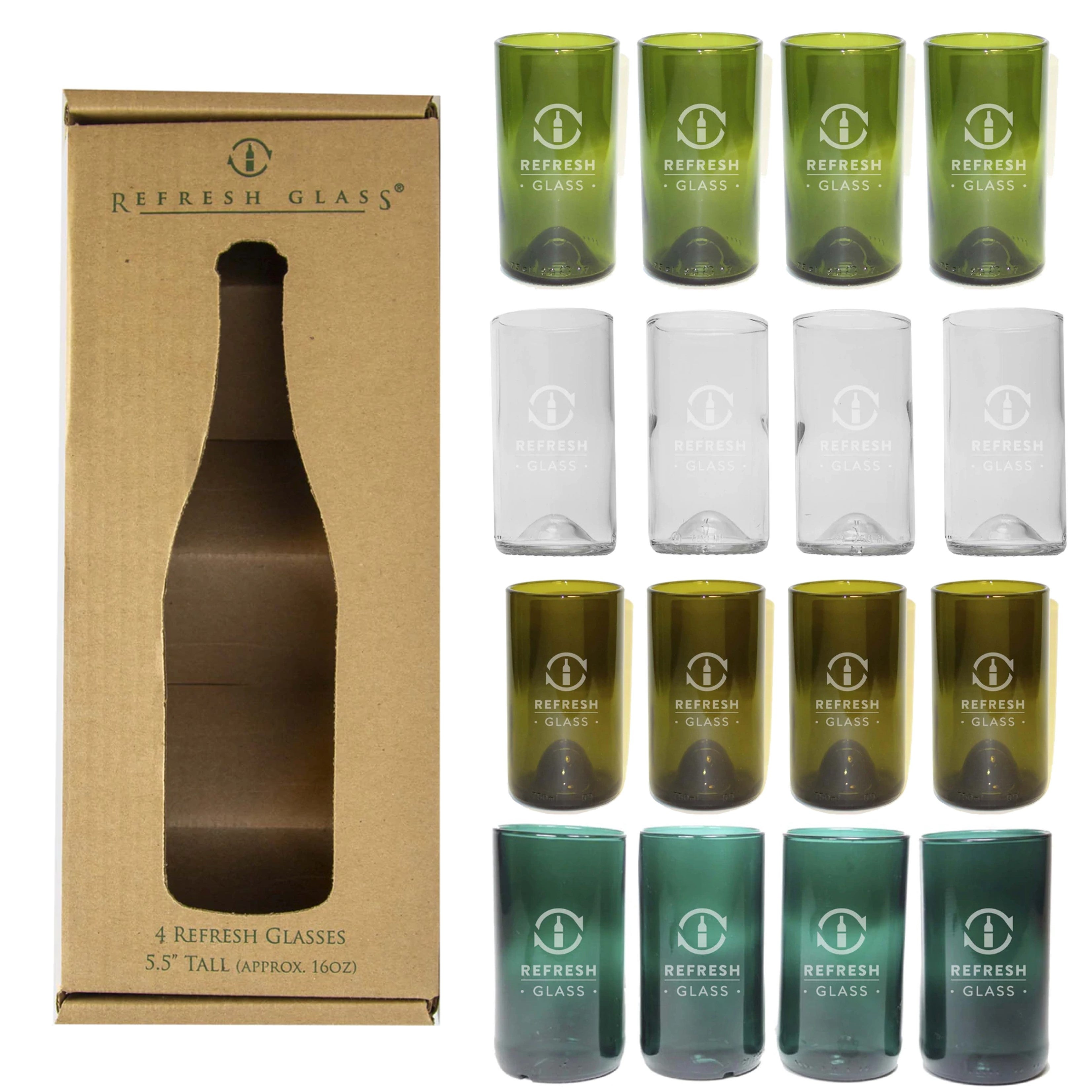 Four Piece Recycled Glass Set 16 oz