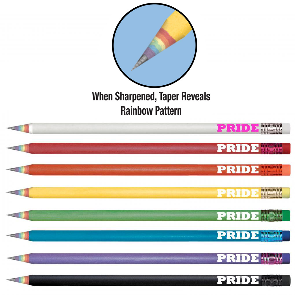 Pride 100% Recycled Rainbow Newspaper Custom Imprinted Pencils