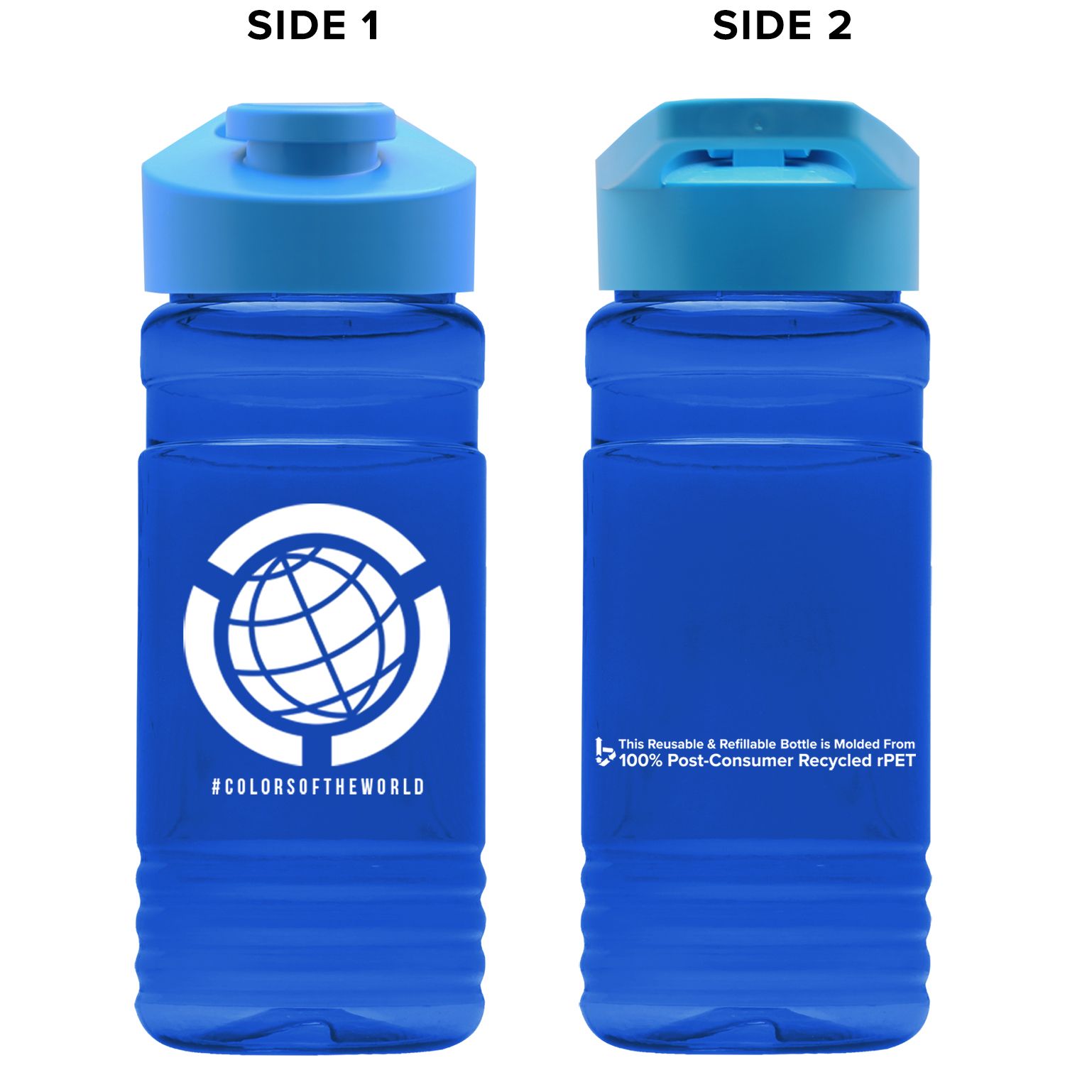 20 oz. Recycled PETE Bottle With Drink-Thru Lid 2-sided Eco Text