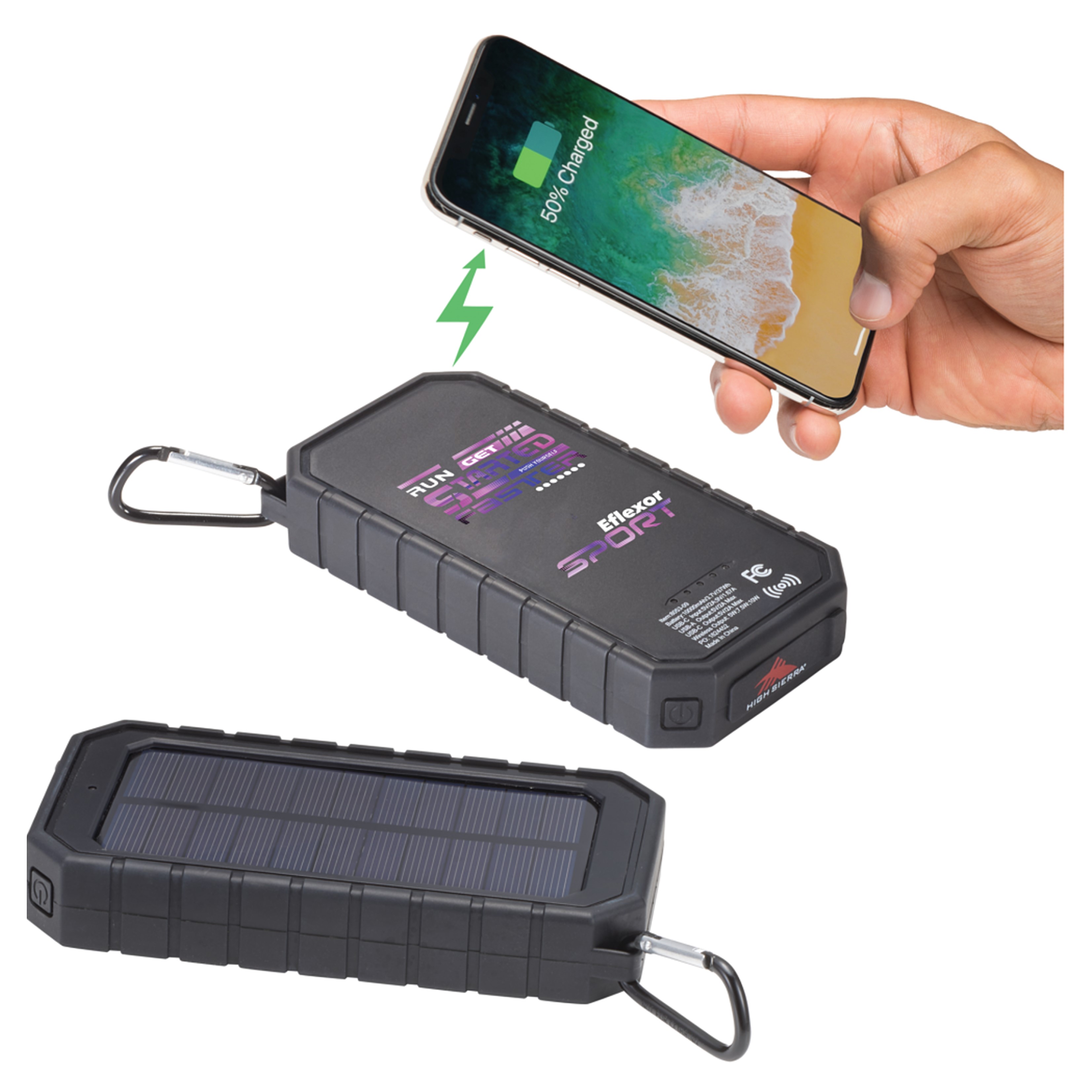Solar Power Wireless Bank with Flashlight 