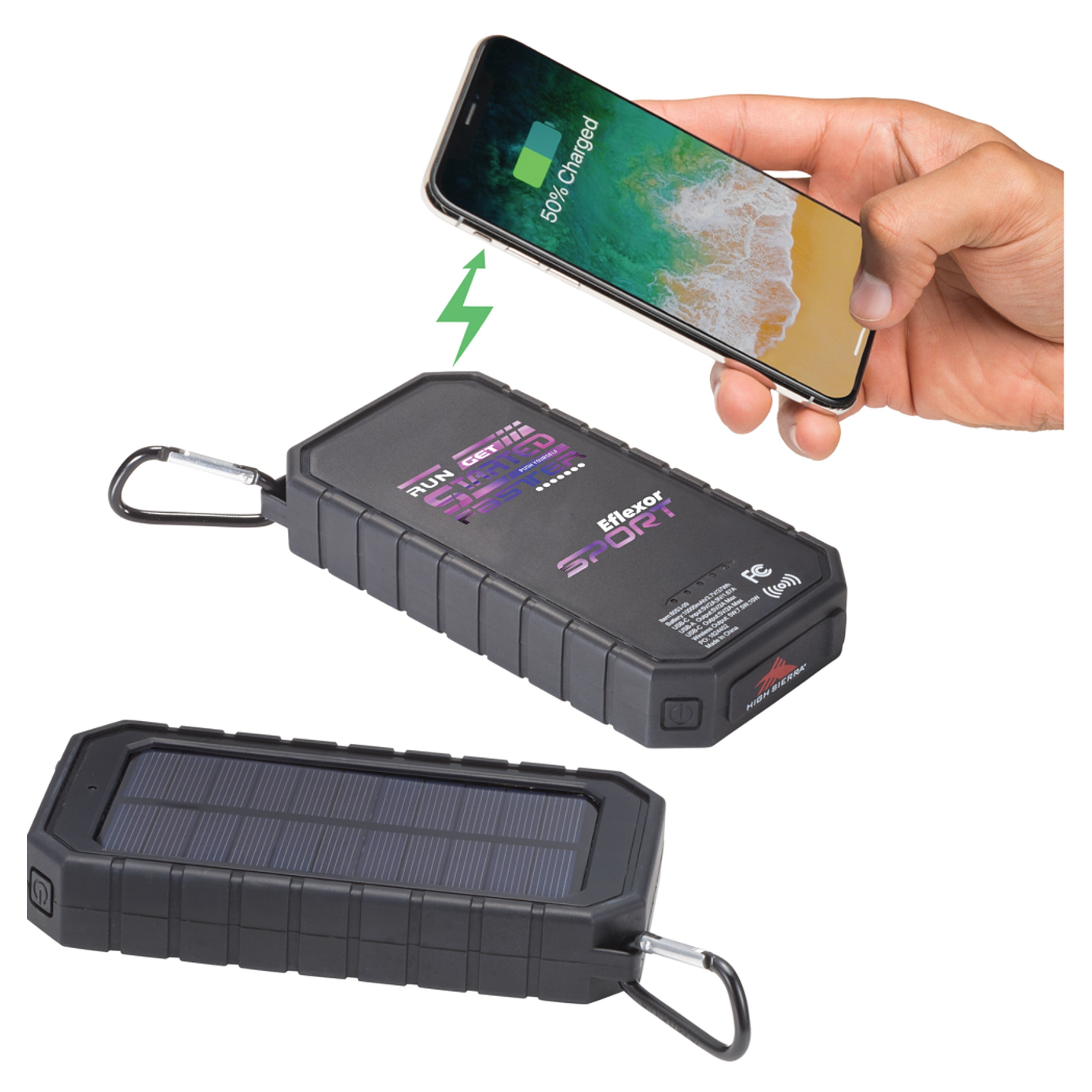 Solar Power Wireless Bank with Flashlight