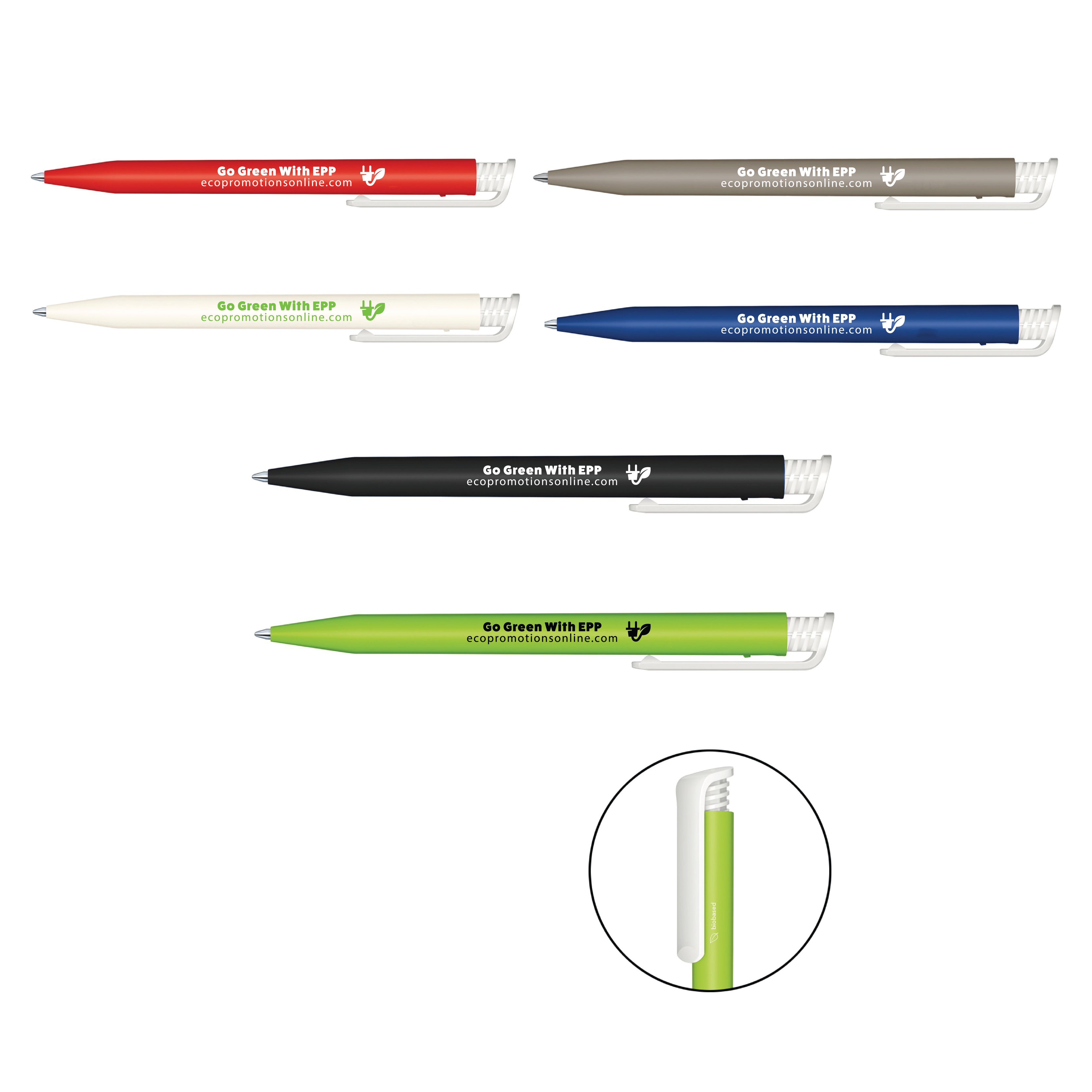 Bio Based Plastic Push Ball Point Pen  Biodegradable 