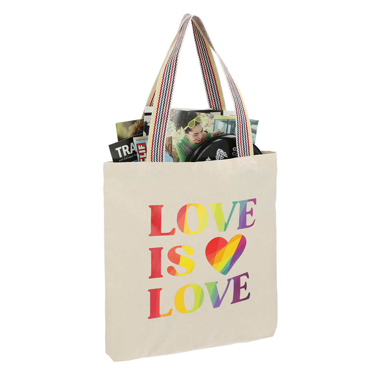 Recycled Cotton Tote Bag with Rainbow Straps