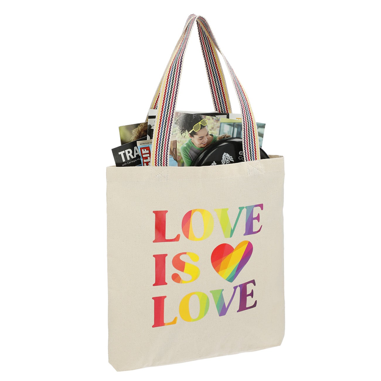 Recycled Cotton Tote Bag with Rainbow Straps