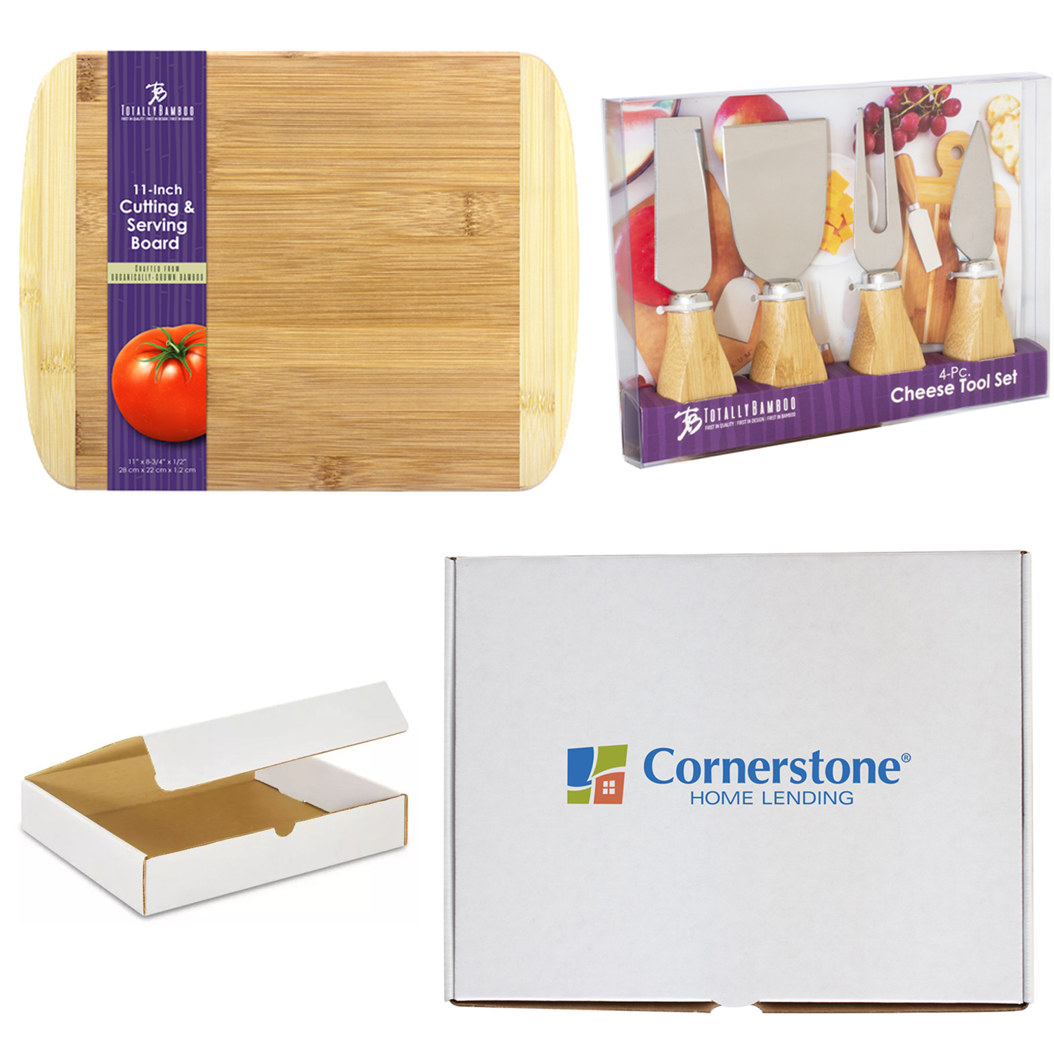 Bamboo Cutting Board & Cheese Knife Gift Set