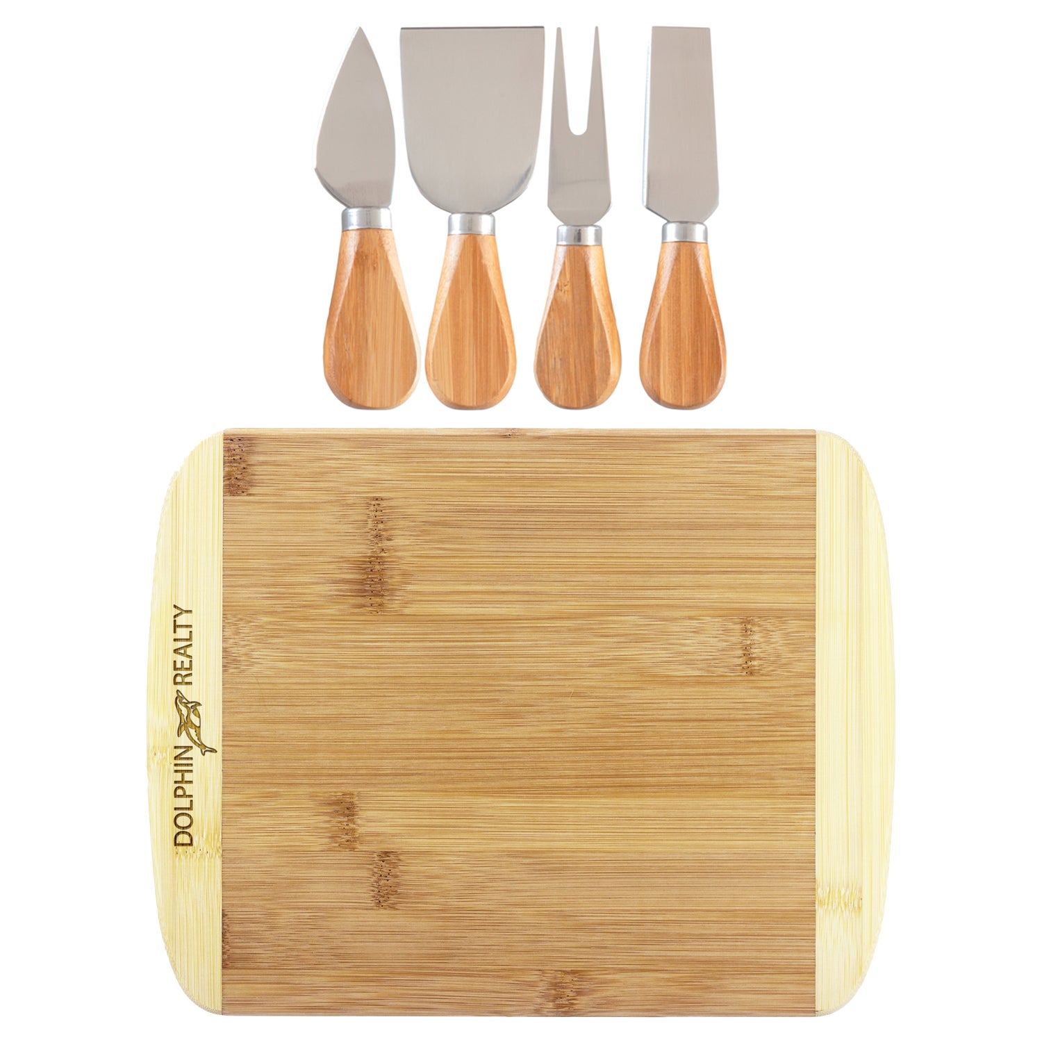 Bamboo Cutting Board & Cheese Knife Gift Set