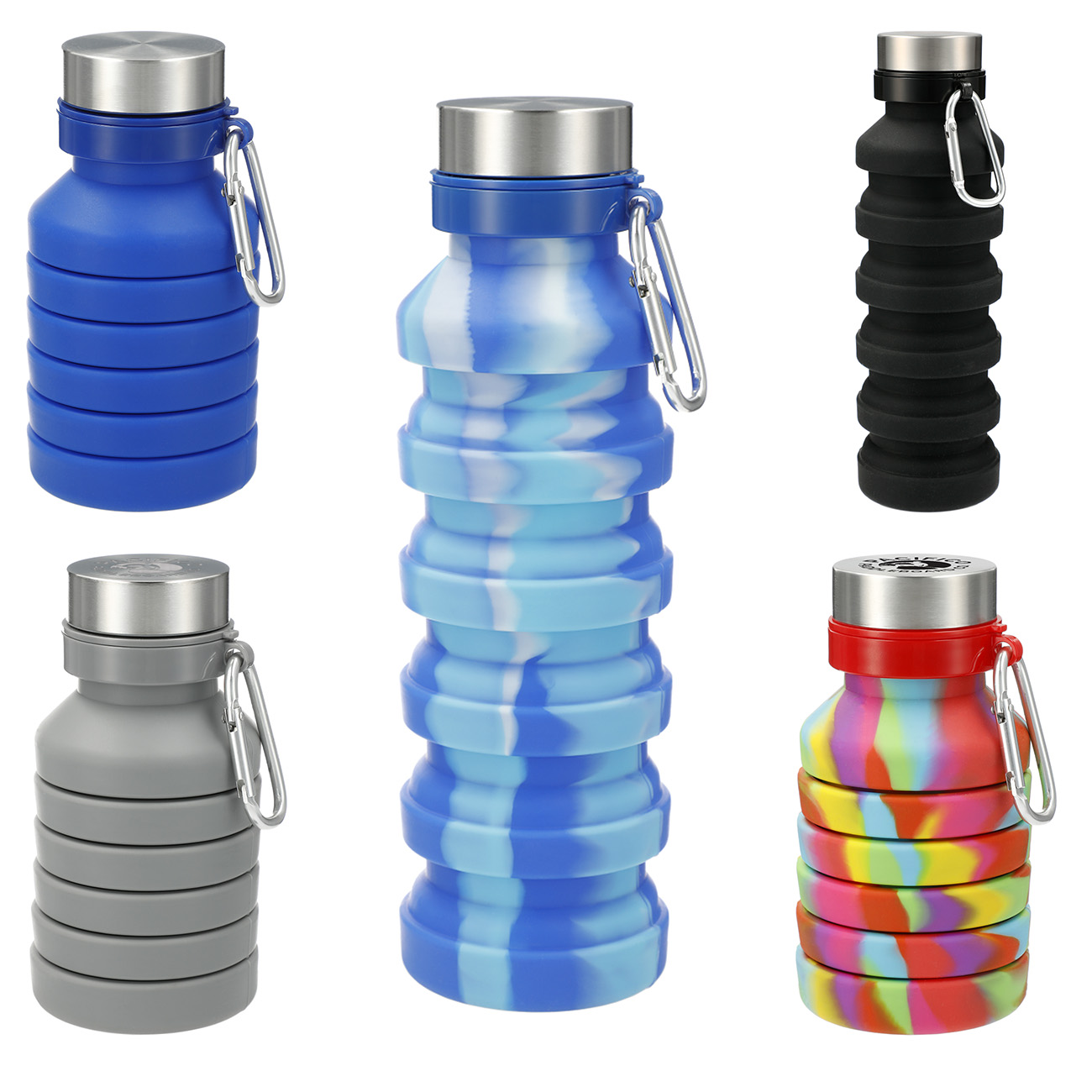 Collapsible Silicone Bottle with Carabiner | 18oz