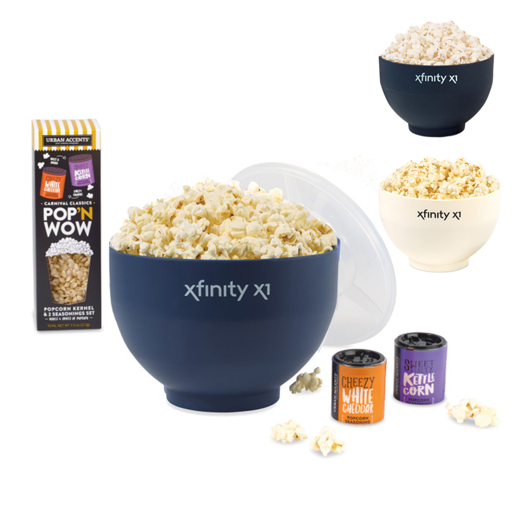 Reusable Gourmet Silicone Popcorn Bowl Custom Gift Set Bundle