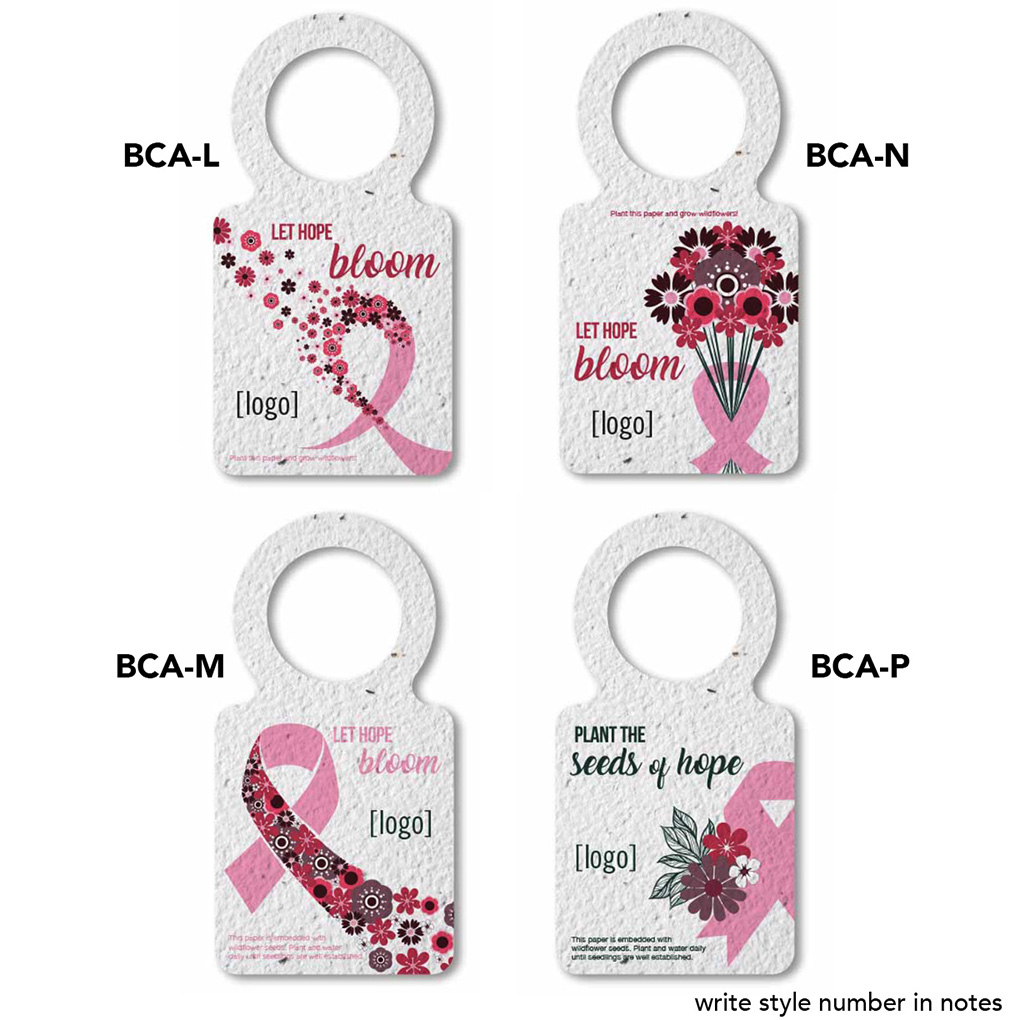 Breast Cancer Awareness Seeded Paper water Bottle Necker | Plantable Promotional Product