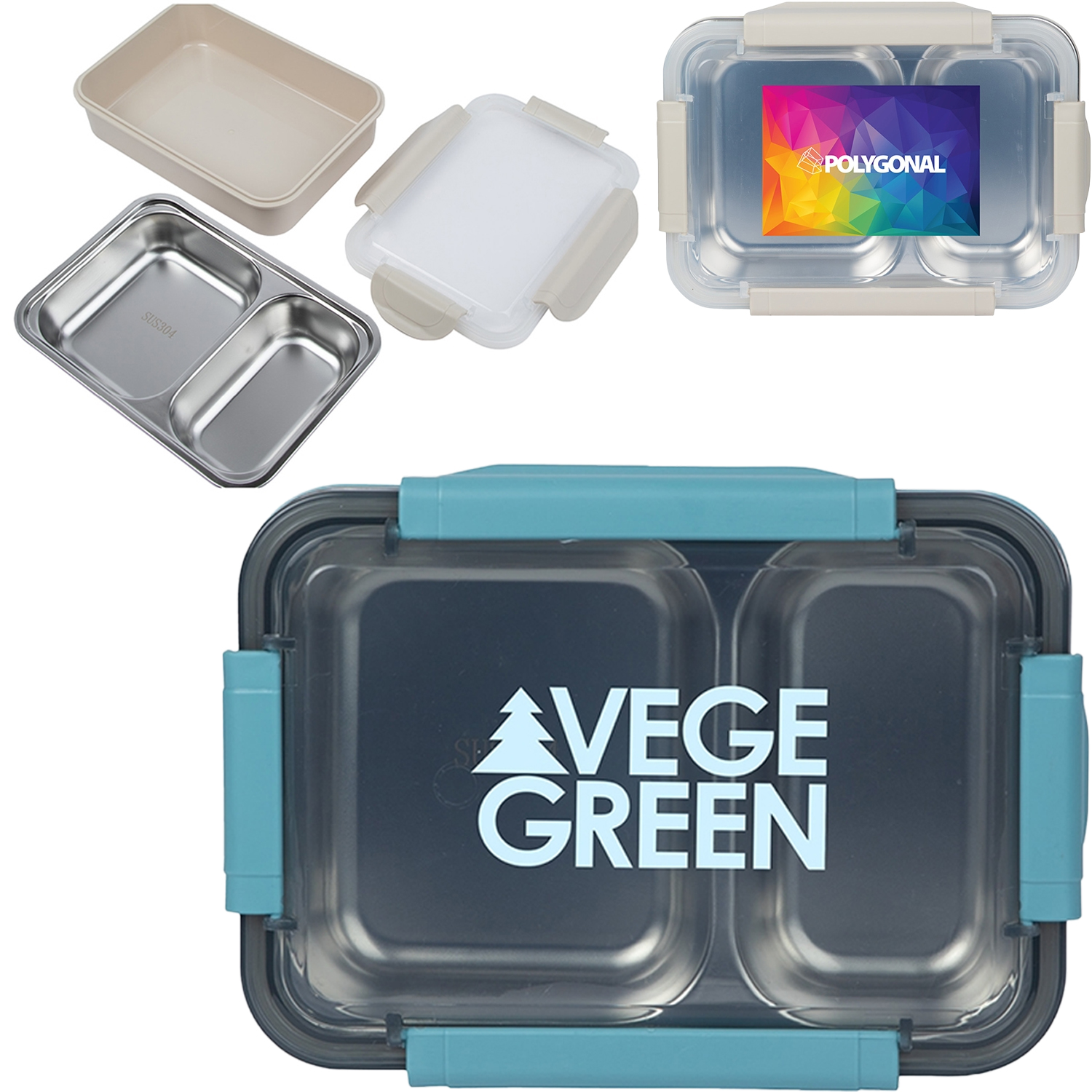 Travel Lunch Container with Stainless Steel Tray | Reusable 