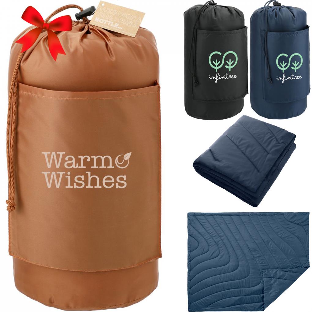 Recycled Packable Insulated Outdoor Blanket Branded Holiday Gift