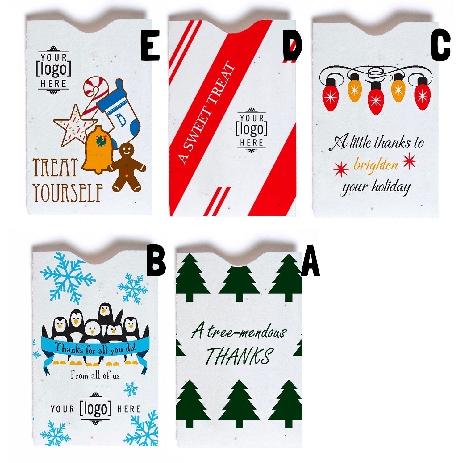 USA Made Seed Paper Custom Holiday Gift Card Sleeve | Recycled