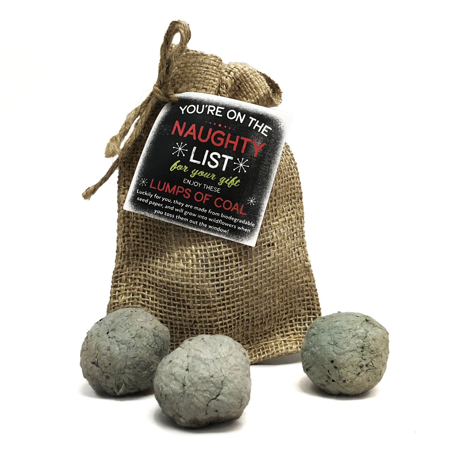 Coal Lump Seed Bombs with Pouch & Gift Tag | USA Made