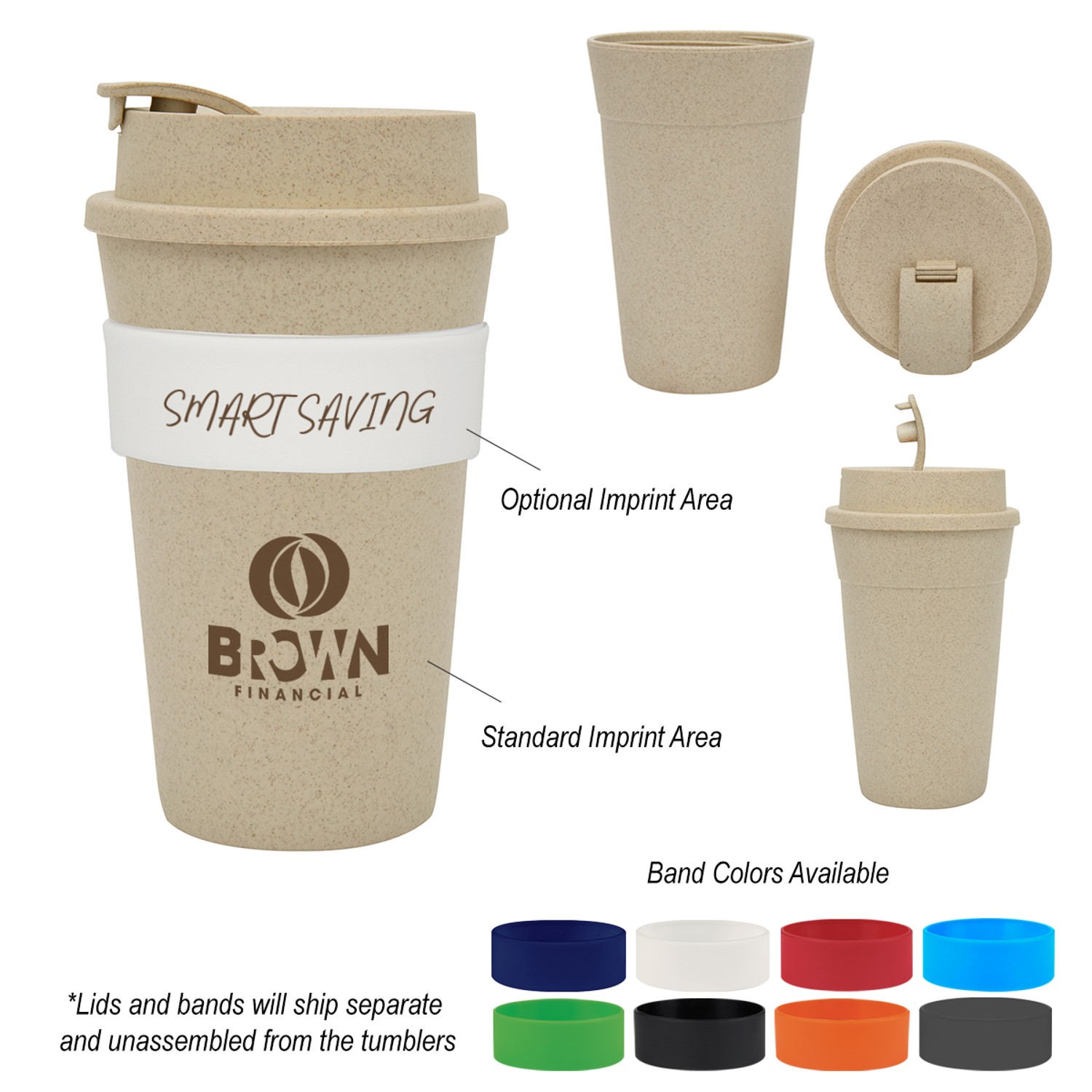 Plant Fiber Travel Tumbler with Silicone Band | 16 oz
