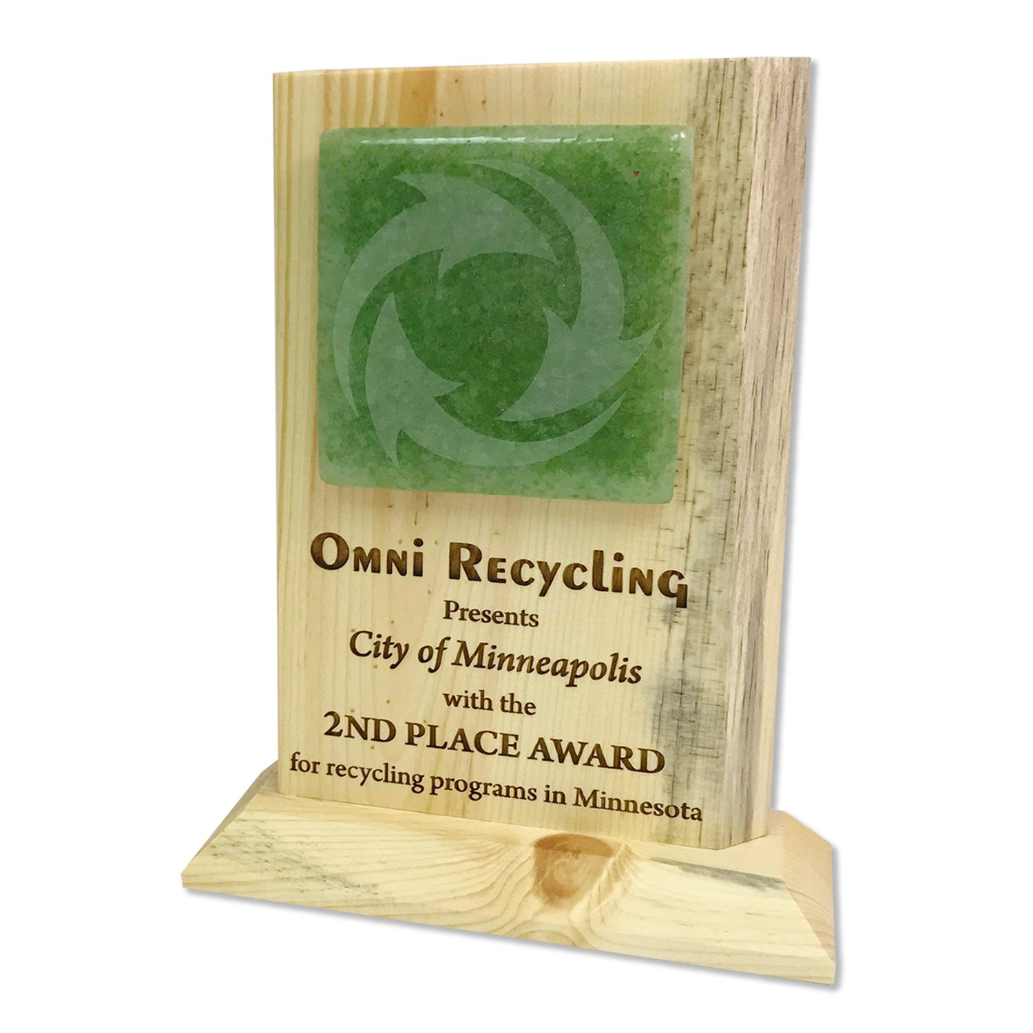 Recycled Beetle Pine and Recycled Glass Award  | 7" x 9"