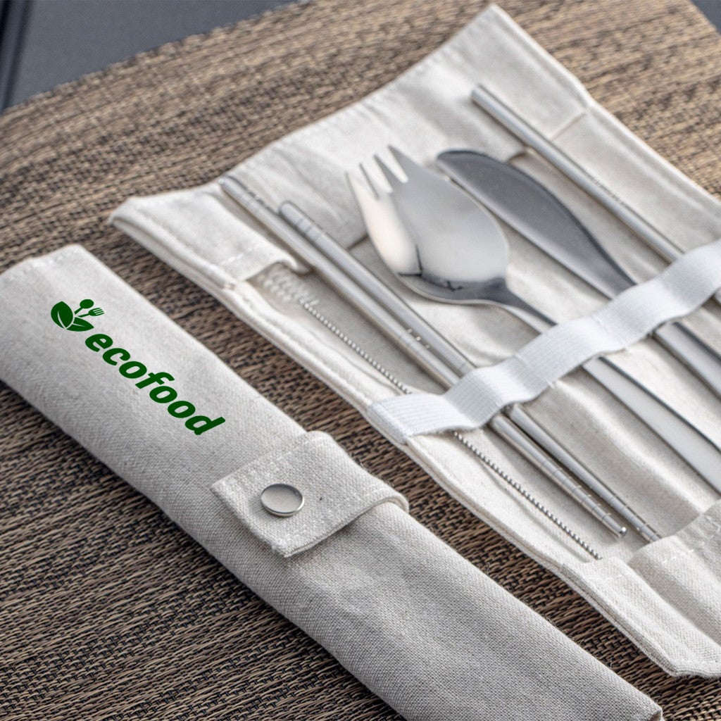 Stainless Steel Roll Up Utensil Set Reusable