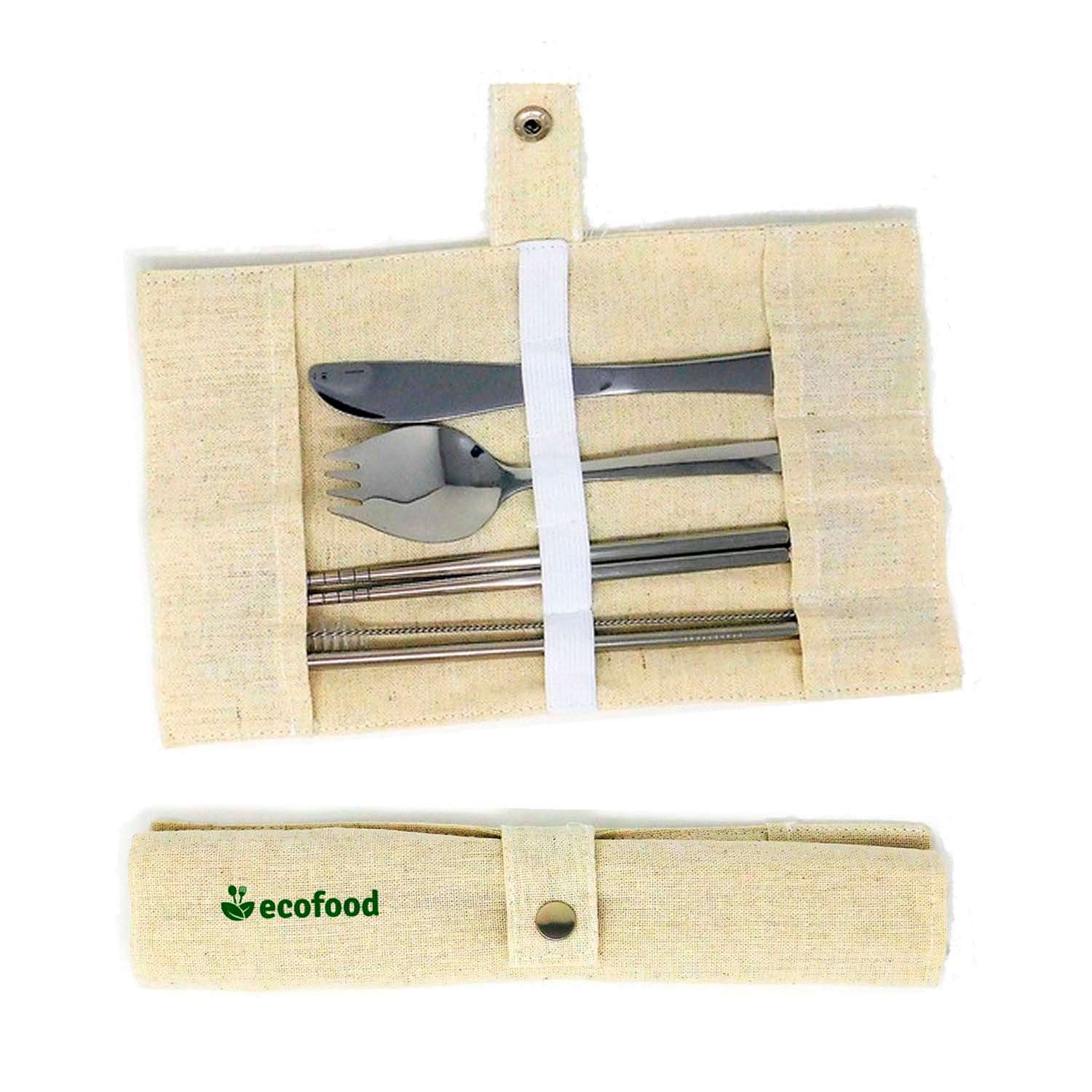 Stainless Steel Roll Up Utensil Set Reusable