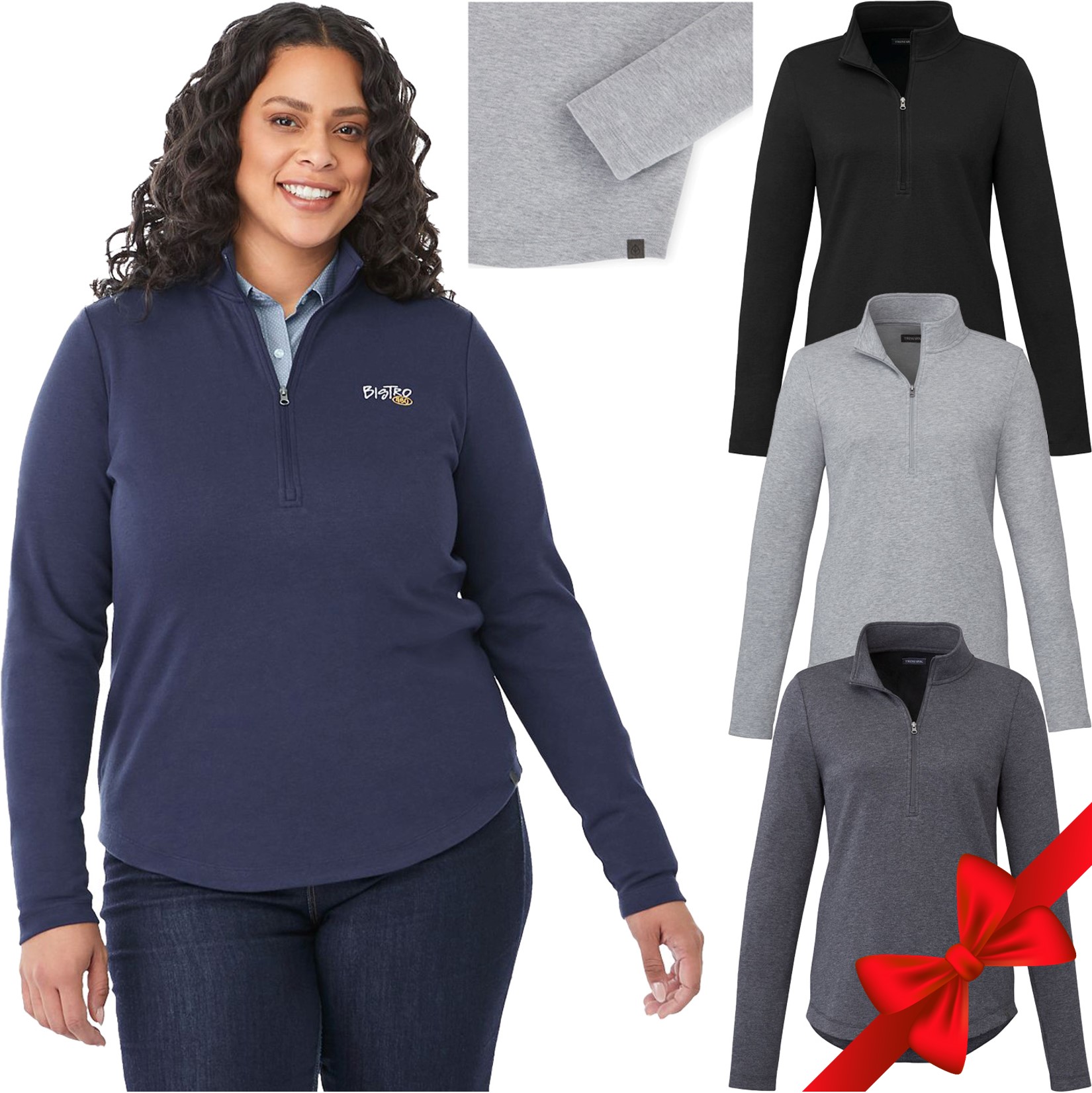Women's Sustainable Eco Knit Quarter Zip Recycled-Holiday