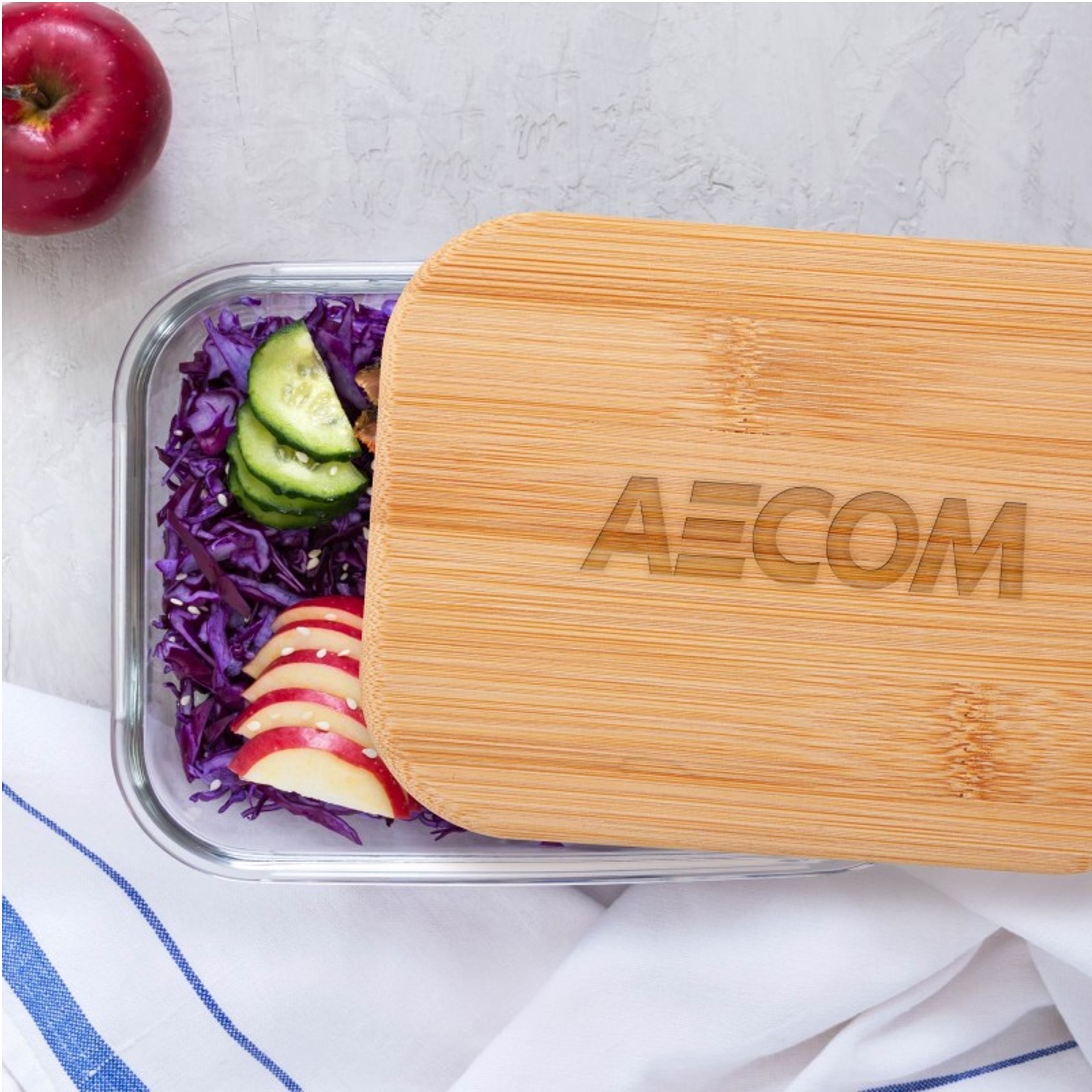 20oz Custom Branded Glass Food Storage Container with Bamboo Lid