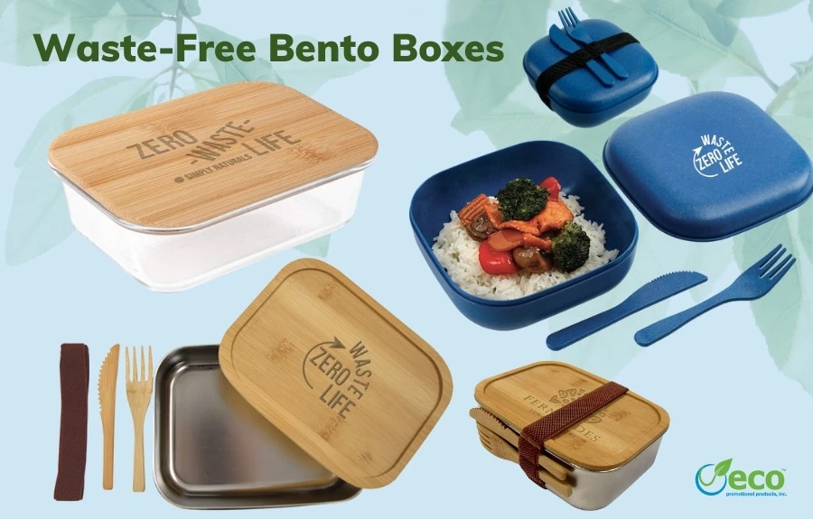 Image shows three reusable waste-free bento boxes